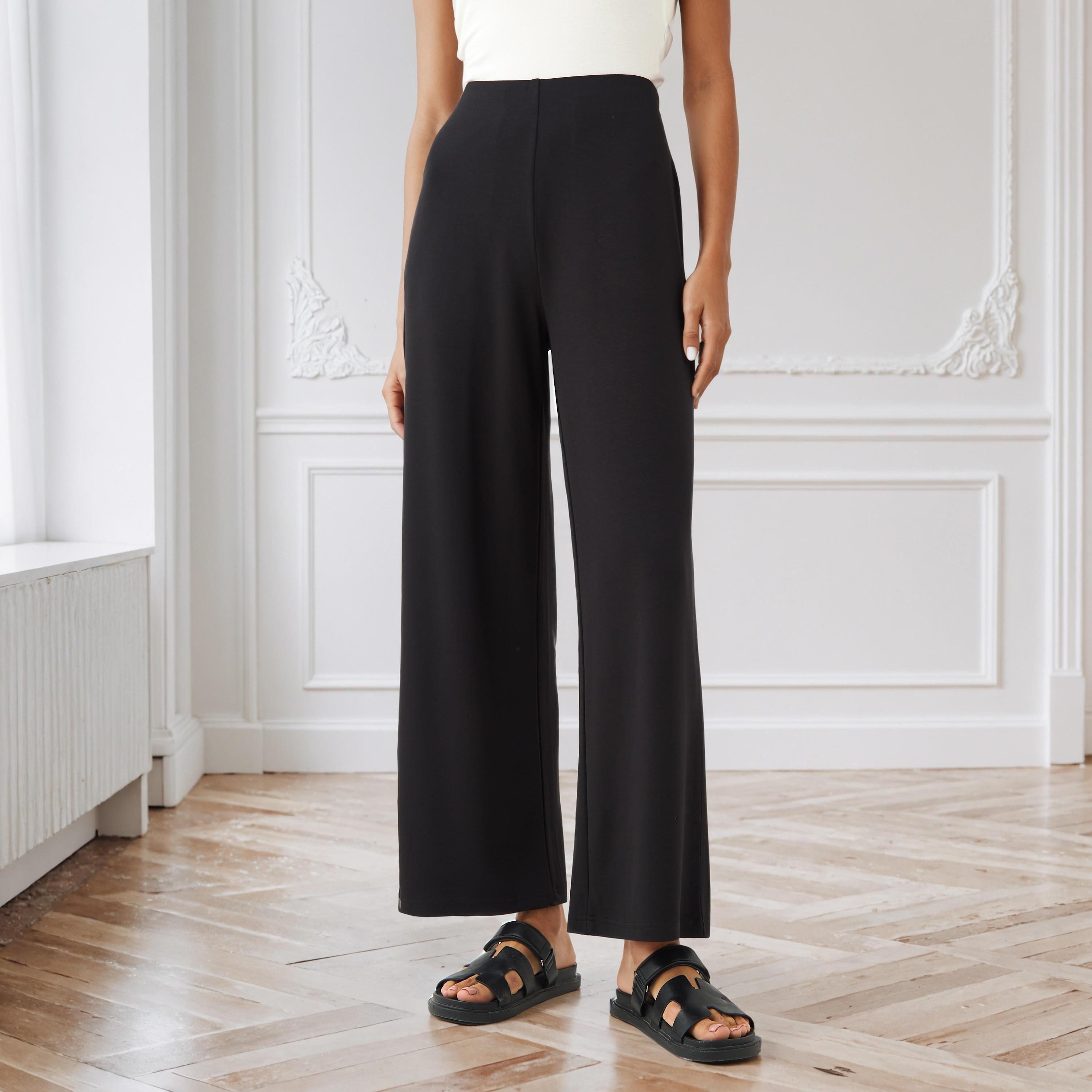 بنطلون بالازو بخصر مطاطي وجيوب -women-clothing-bottoms-trousers-image-1