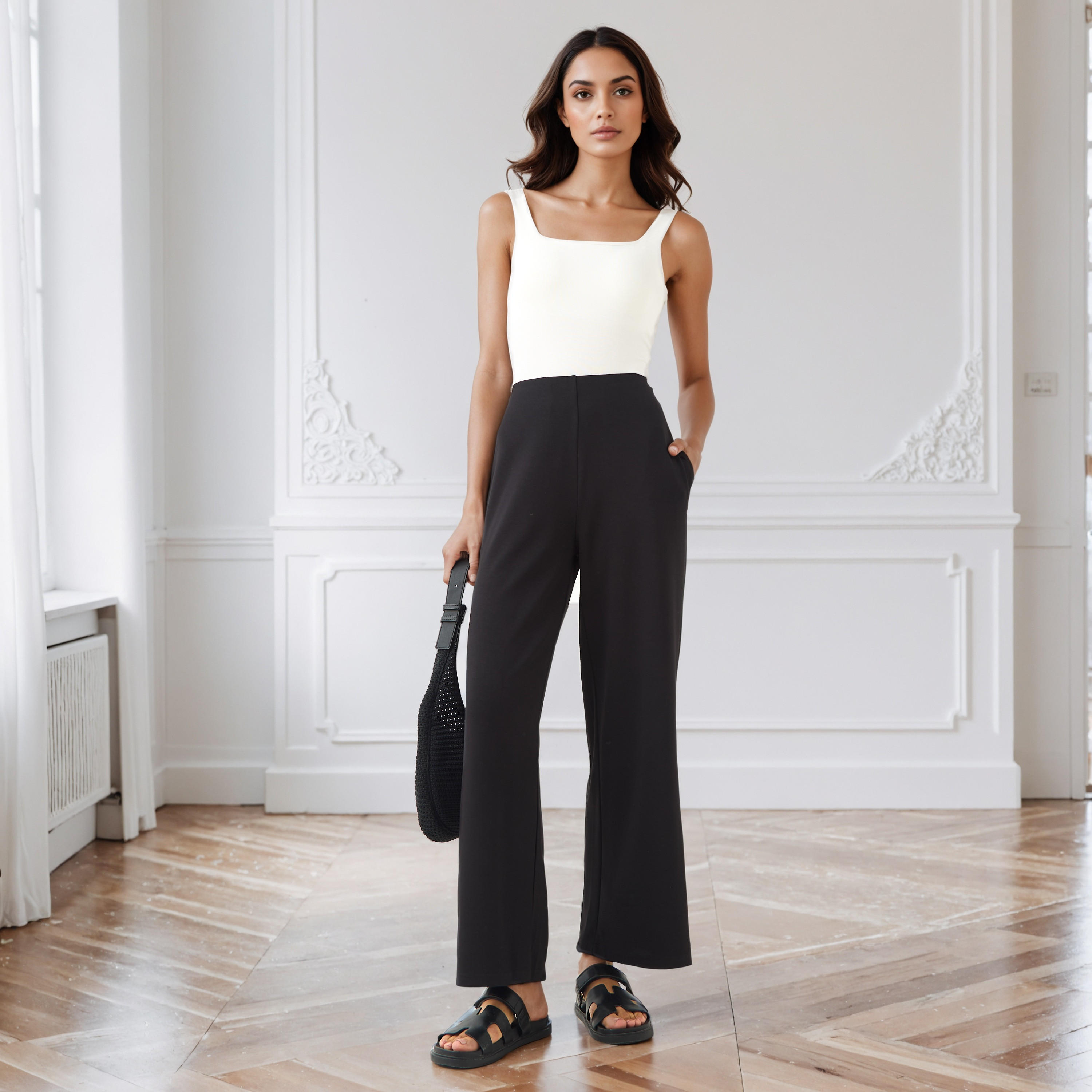 بنطلون بالازو بخصر مطاطي وجيوب -women-clothing-bottoms-trousers-image-2
