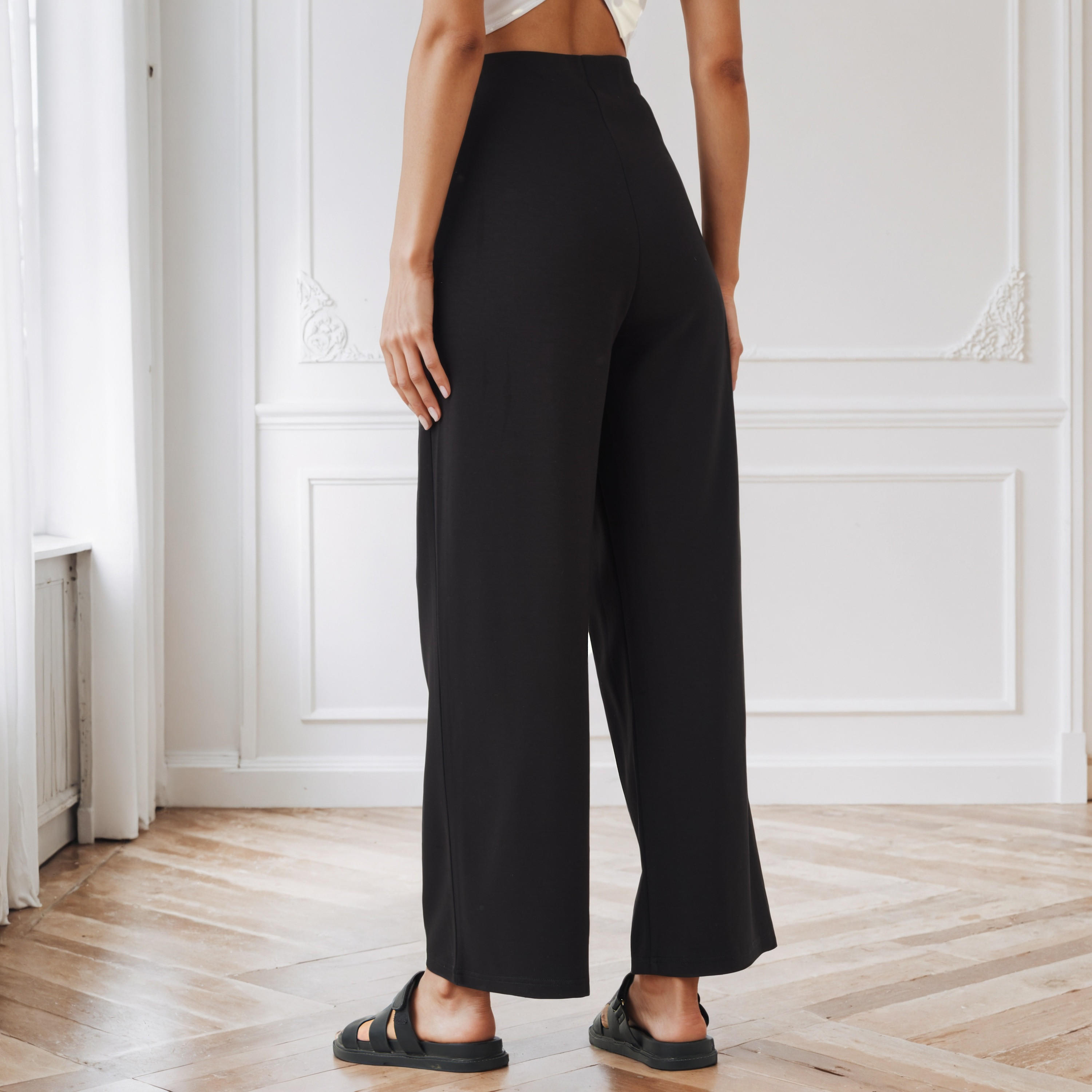 بنطلون بالازو بخصر مطاطي وجيوب -women-clothing-bottoms-trousers-image-3