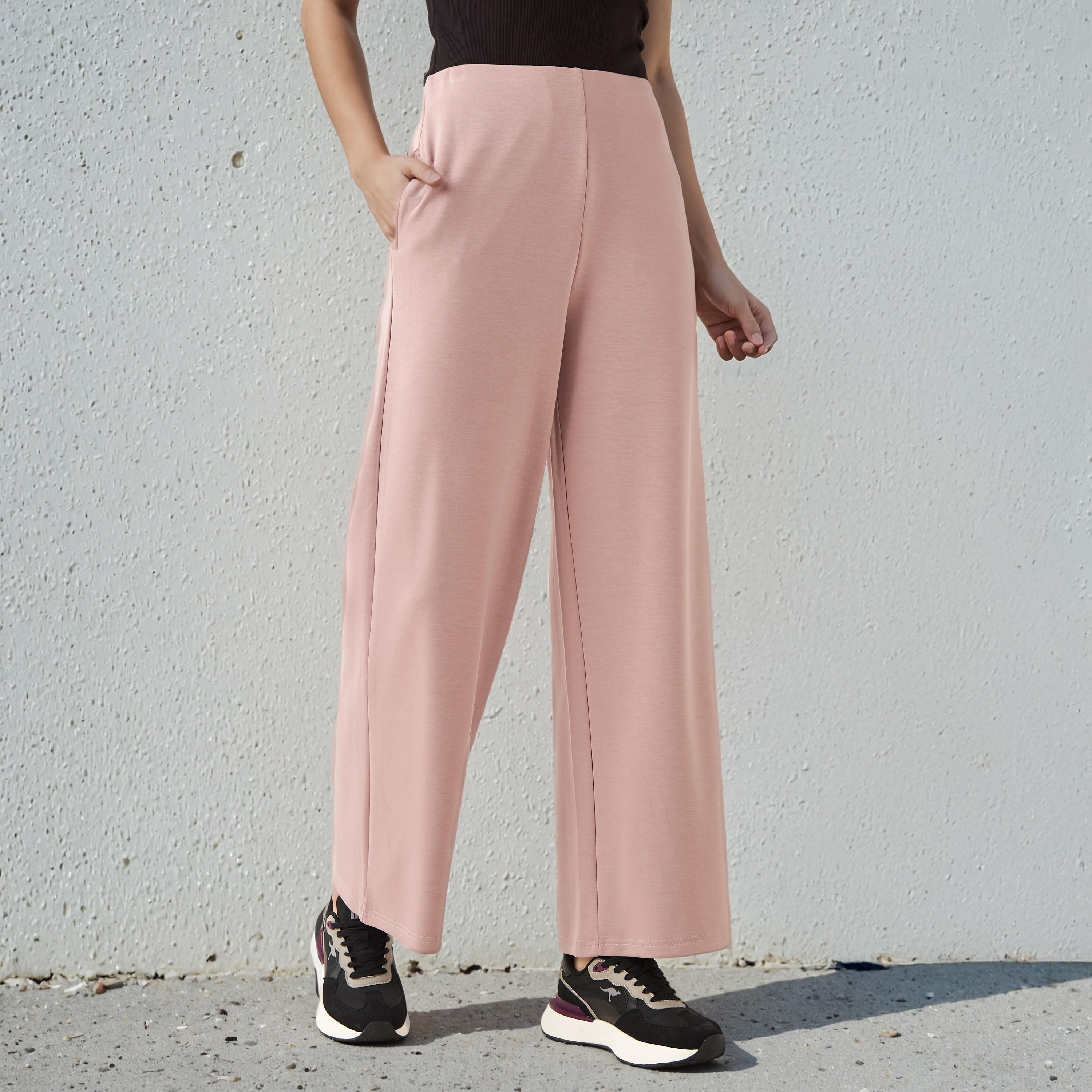 بنطلون بالازو بخصر مطاطي وجيوب -women-clothing-bottoms-trousers-image-1