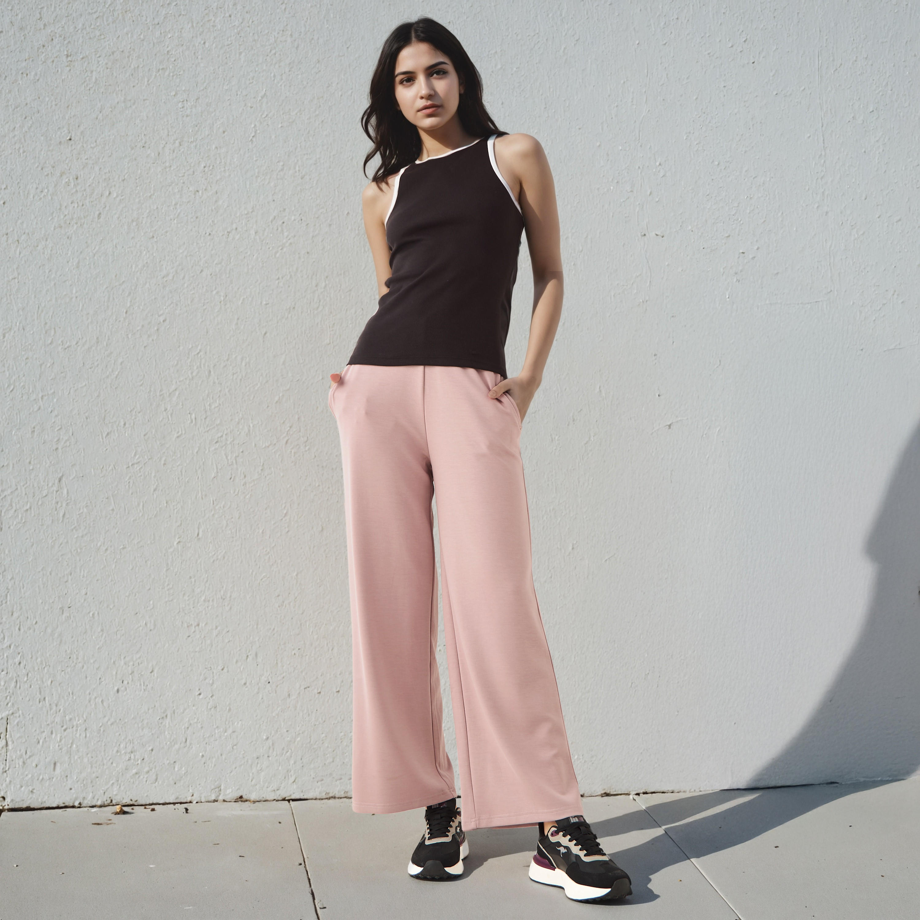 بنطلون بالازو بخصر مطاطي وجيوب -women-clothing-bottoms-trousers-image-2