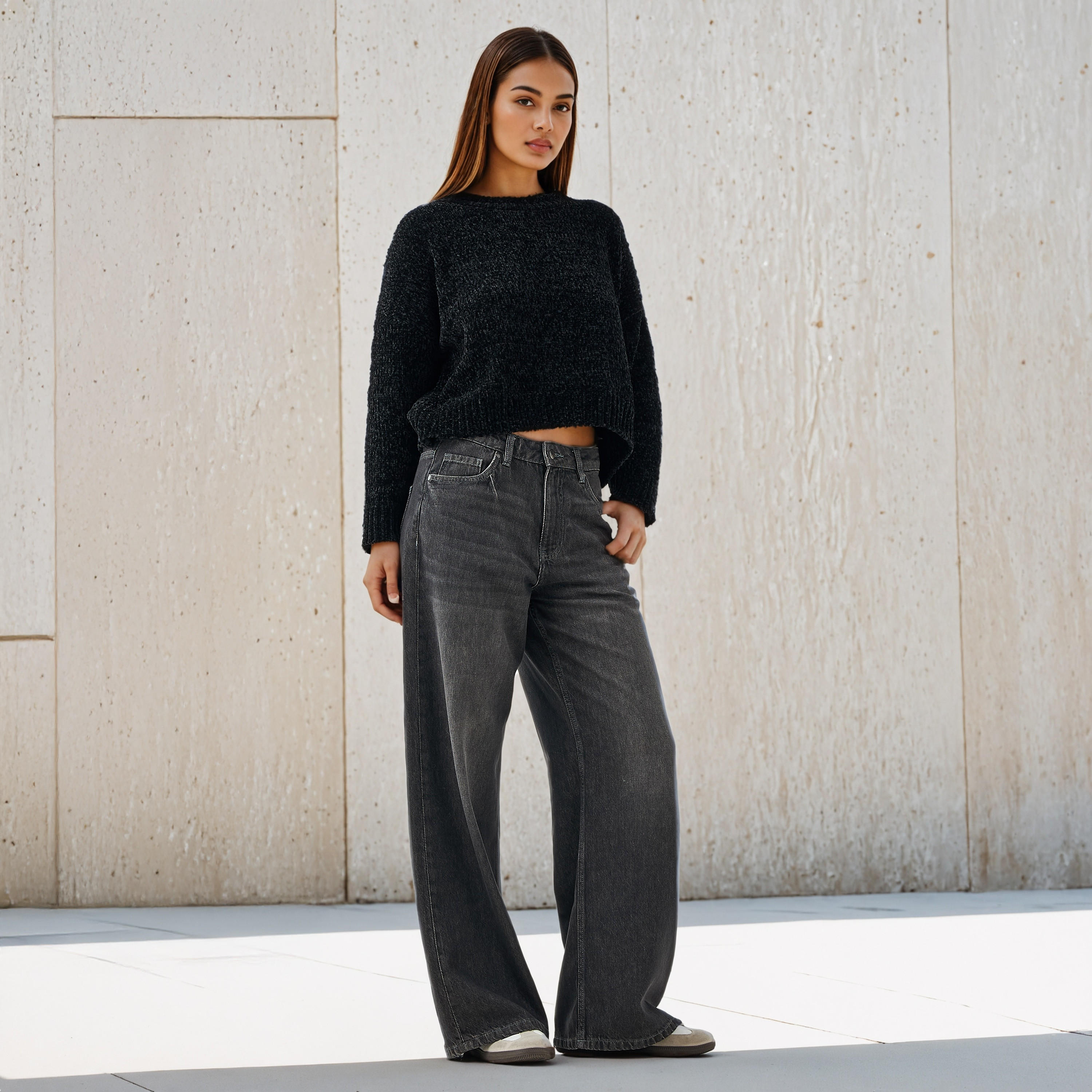 كنزة شانيل بارزة الملمس بكتف ساقط-women-clothing-cardigansandjumpers-jumpers-image-2