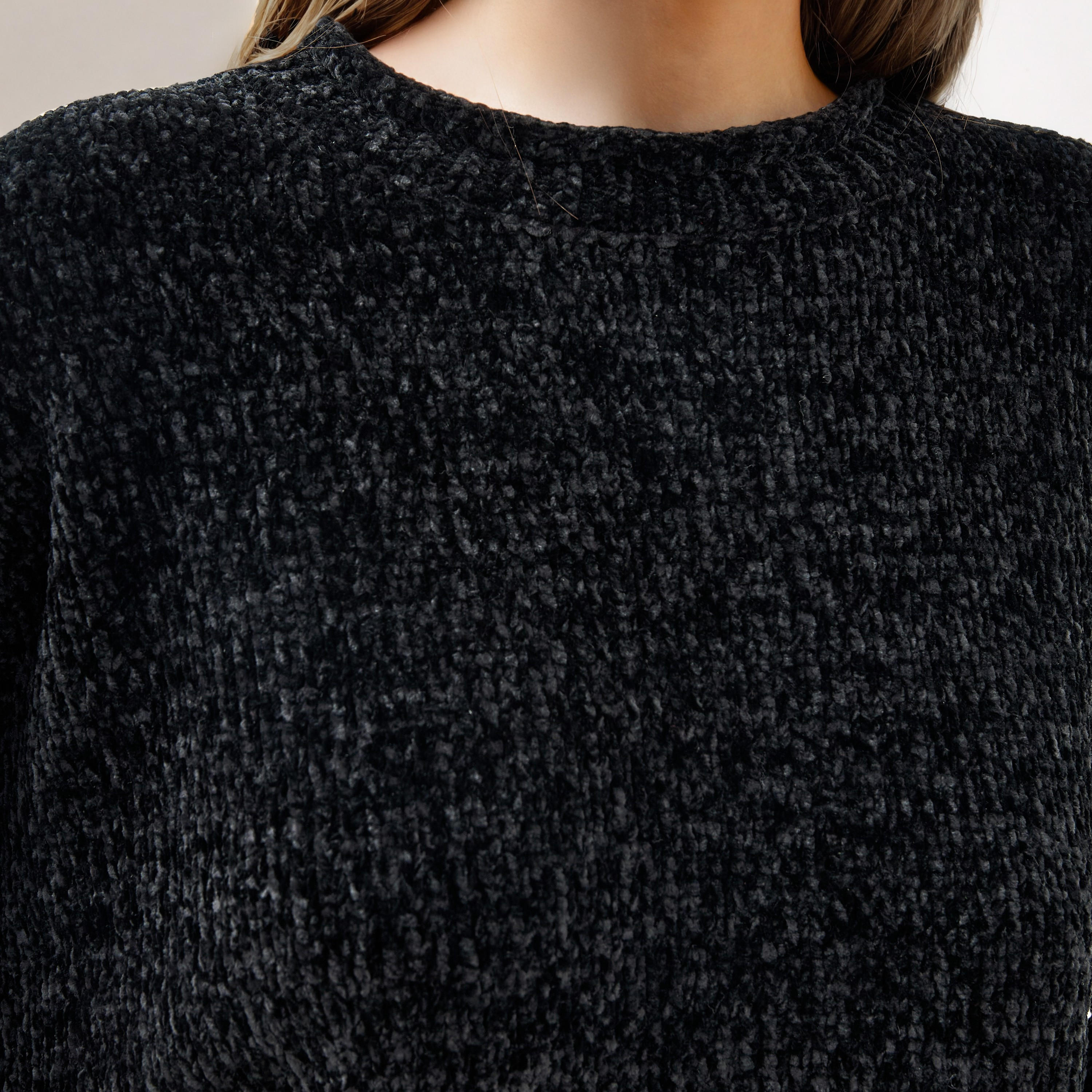 كنزة شانيل بارزة الملمس بكتف ساقط-women-clothing-cardigansandjumpers-jumpers-image-3