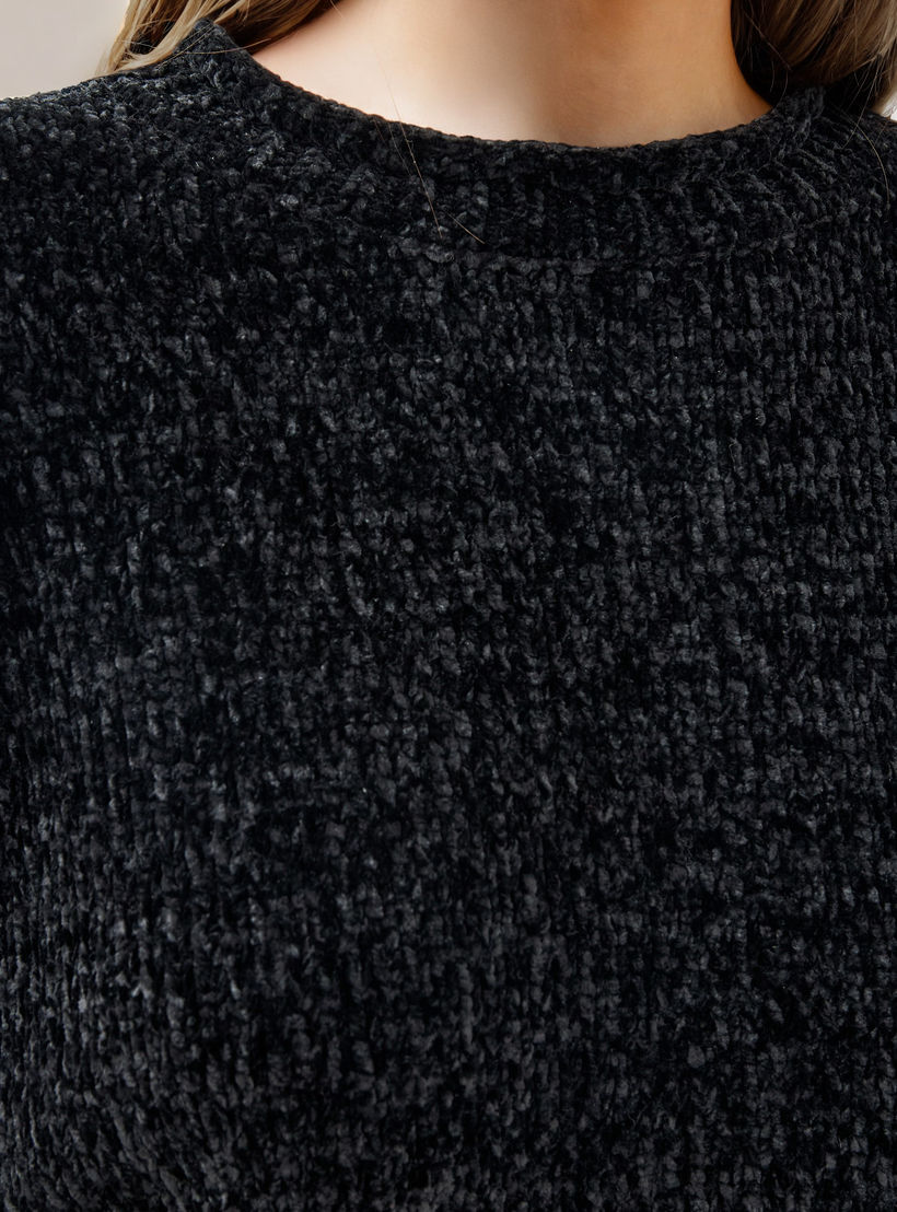 كنزة شانيل بارزة الملمس بكتف ساقط-women-clothing-cardigansandjumpers-jumpers-image-3