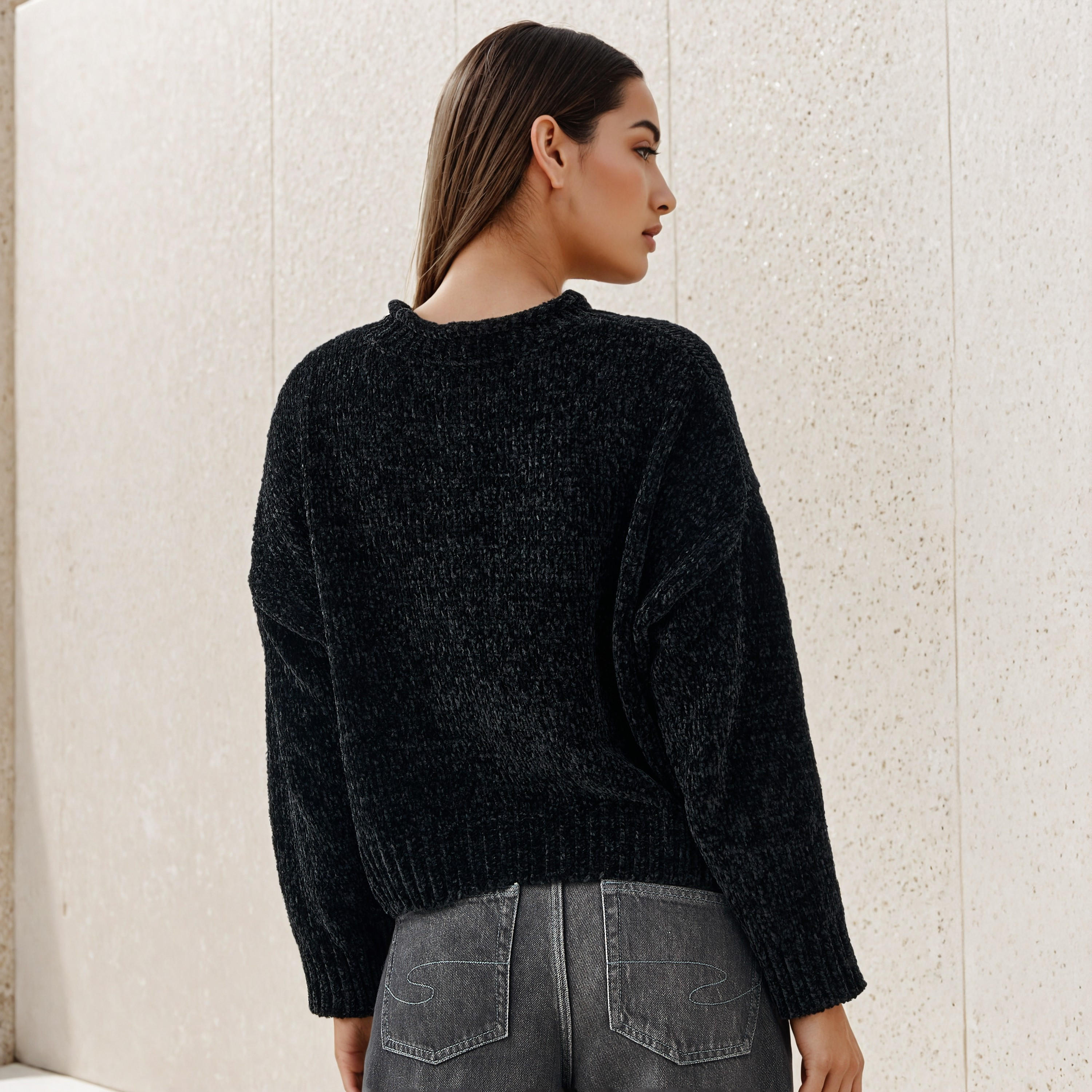 كنزة شانيل بارزة الملمس بكتف ساقط-women-clothing-cardigansandjumpers-jumpers-image-4