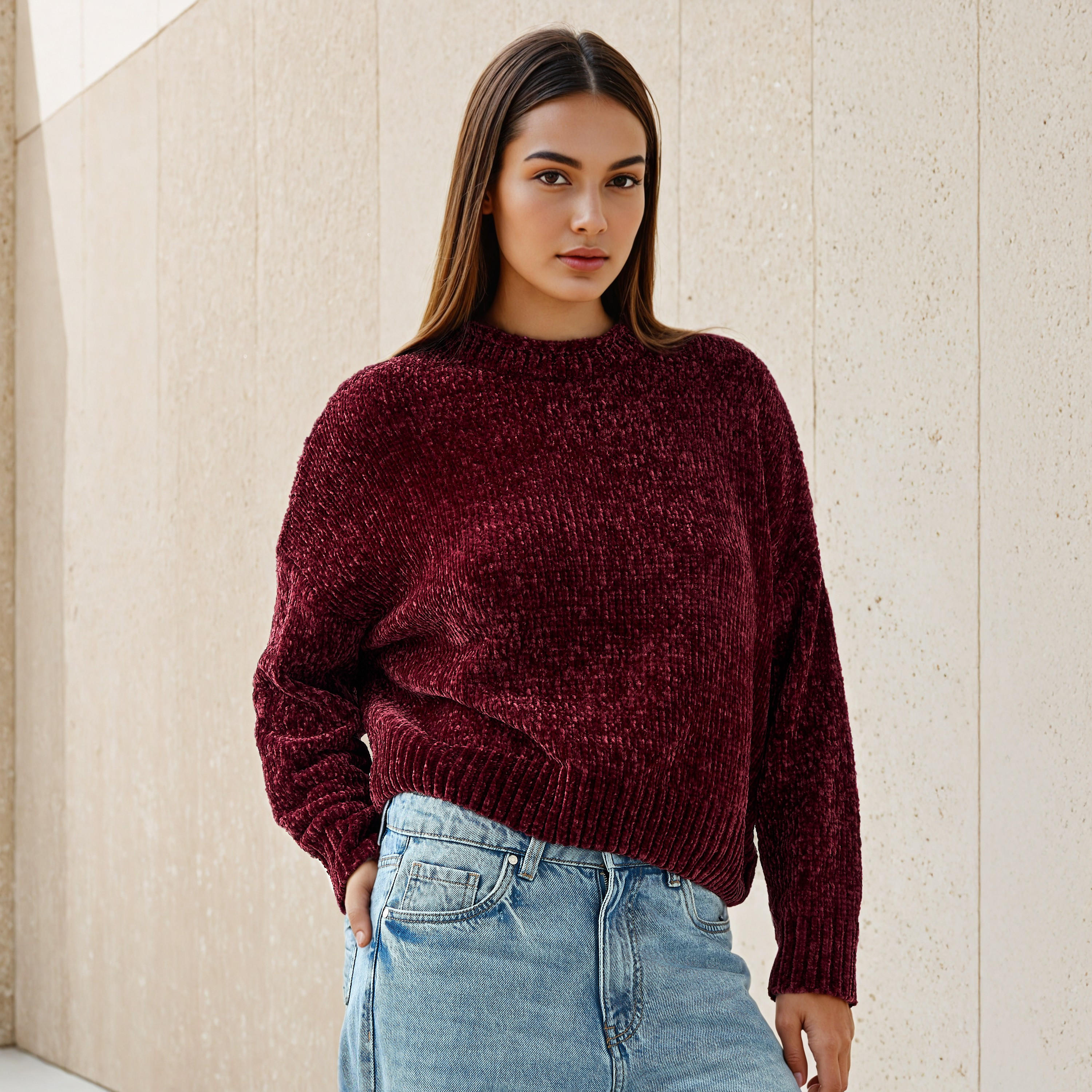 كنزة شانيل بارزة الملمس بكتف ساقط-women-clothing-cardigansandjumpers-jumpers-image-5