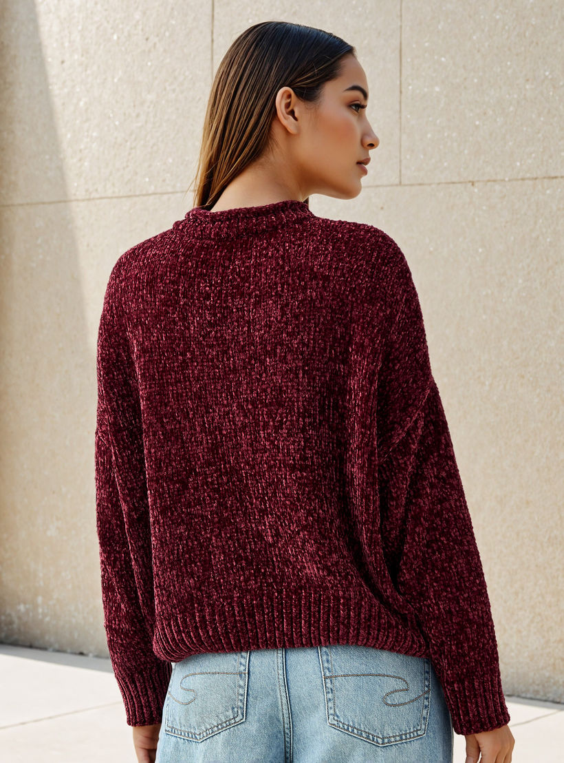 كنزة شانيل بارزة الملمس بكتف ساقط-women-clothing-cardigansandjumpers-jumpers-image-3