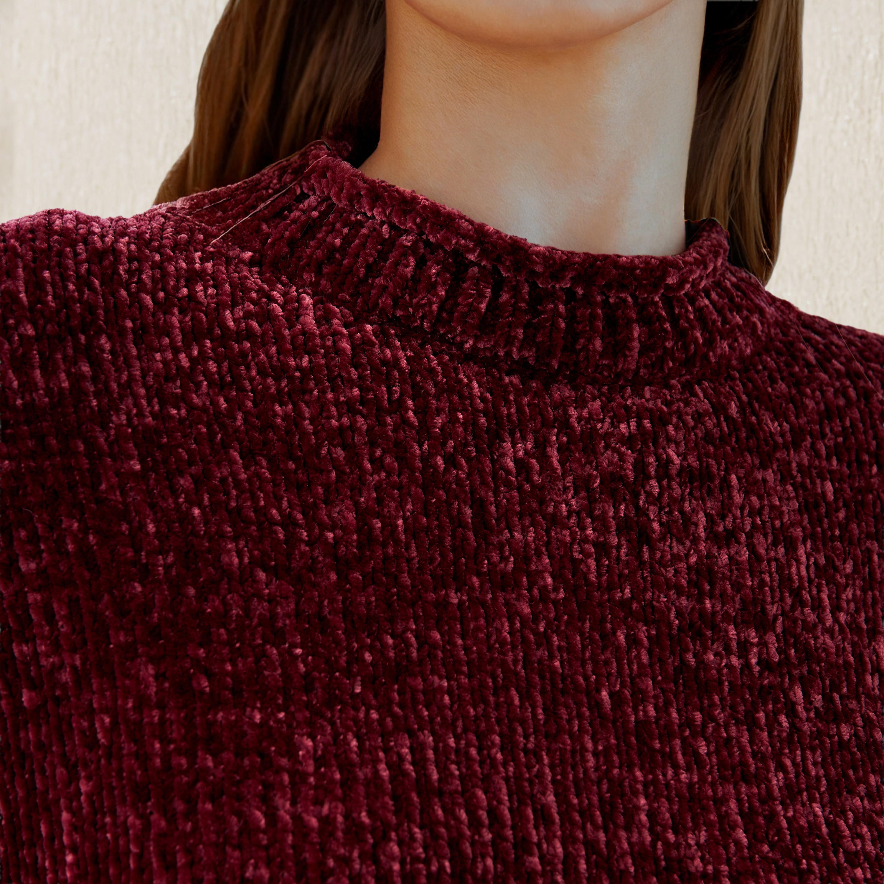 كنزة شانيل بارزة الملمس بكتف ساقط-women-clothing-cardigansandjumpers-jumpers-image-1