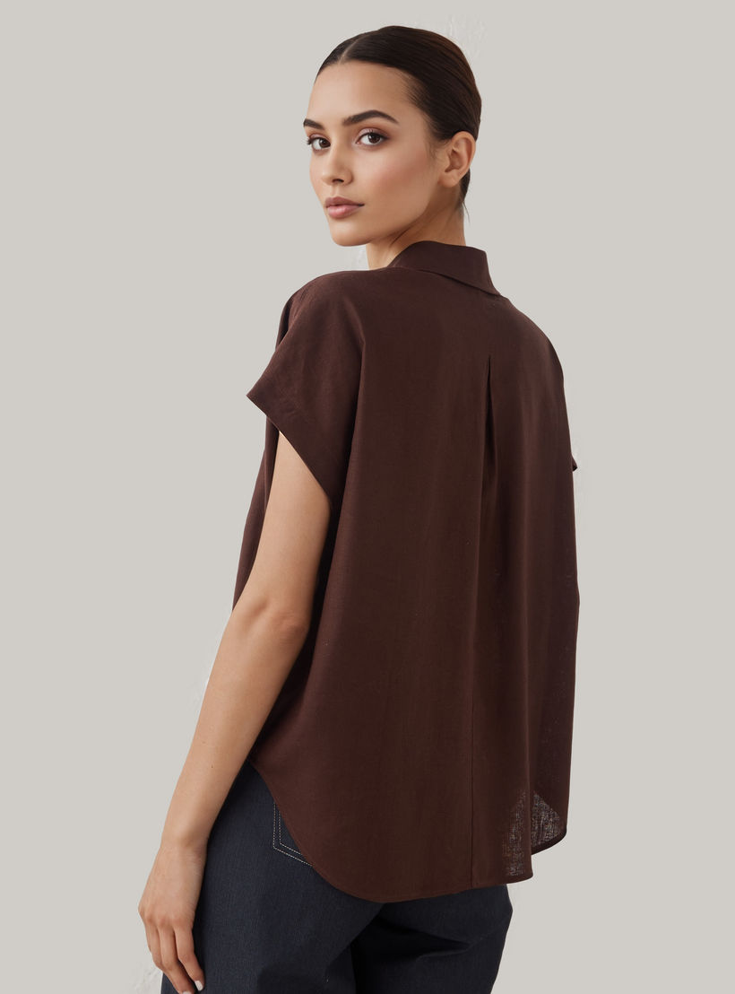 قميص من مزيج الكتان بقصّة عادية-women-clothing-shirtsandblouses-blouses-image-3