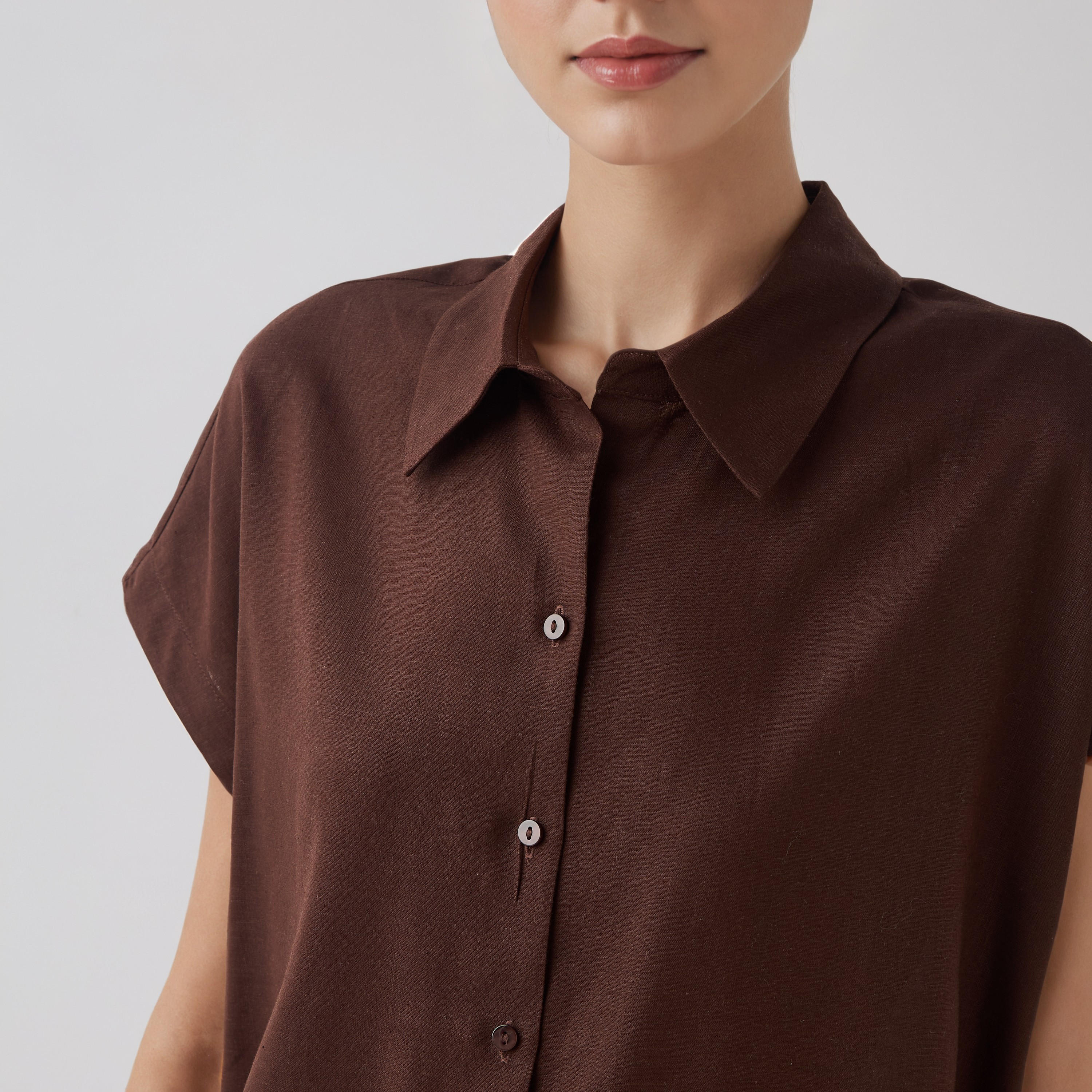 قميص من مزيج الكتان بقصّة عادية-women-clothing-shirtsandblouses-blouses-image-4
