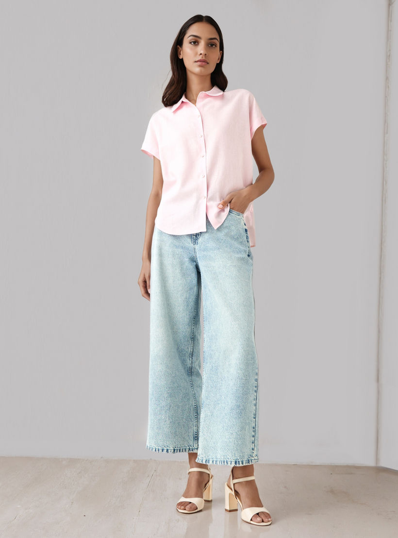 قميص من مزيج الكتان بقصّة عادية-women-clothing-shirtsandblouses-blouses-image-2