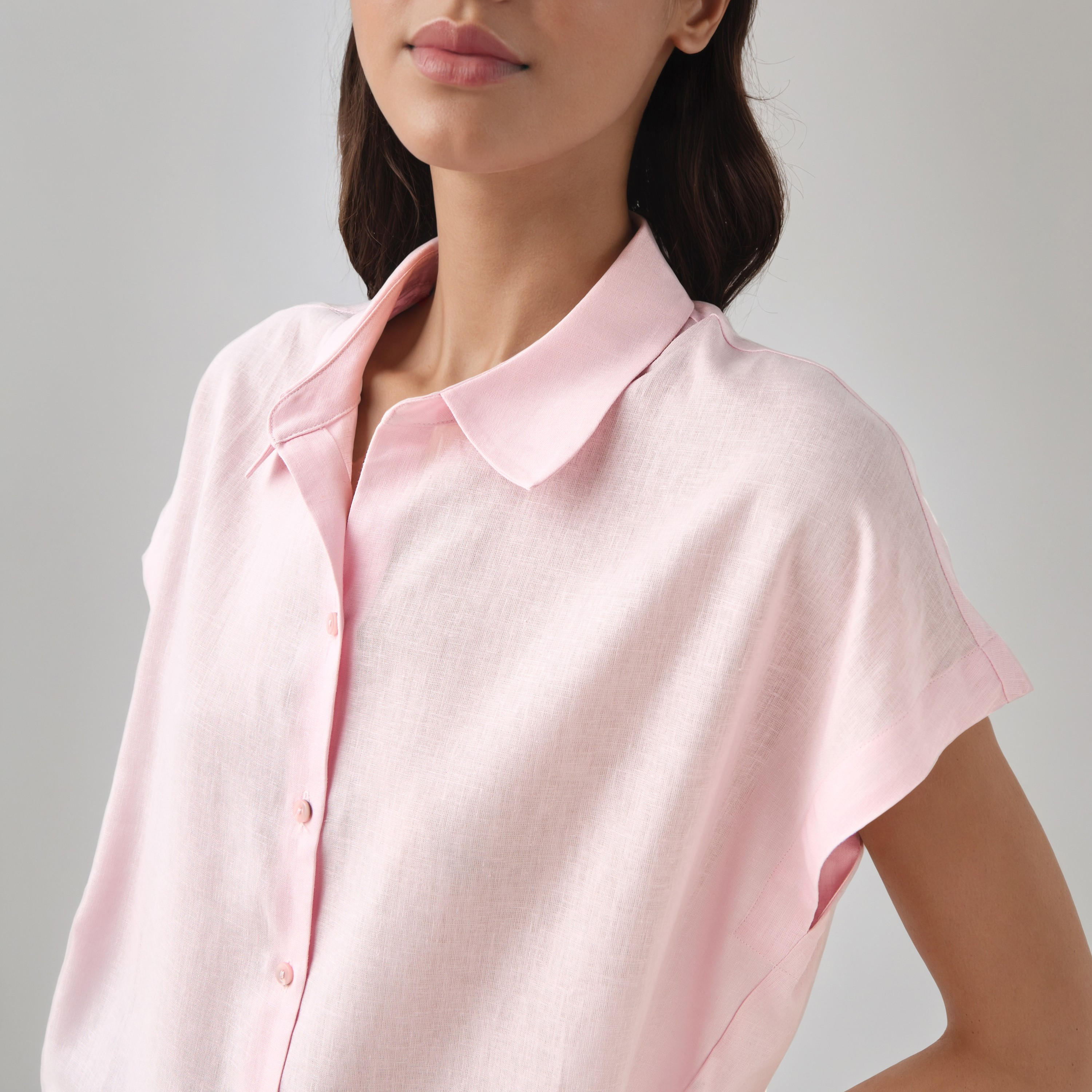 قميص من مزيج الكتان بقصّة عادية-women-clothing-shirtsandblouses-blouses-image-4