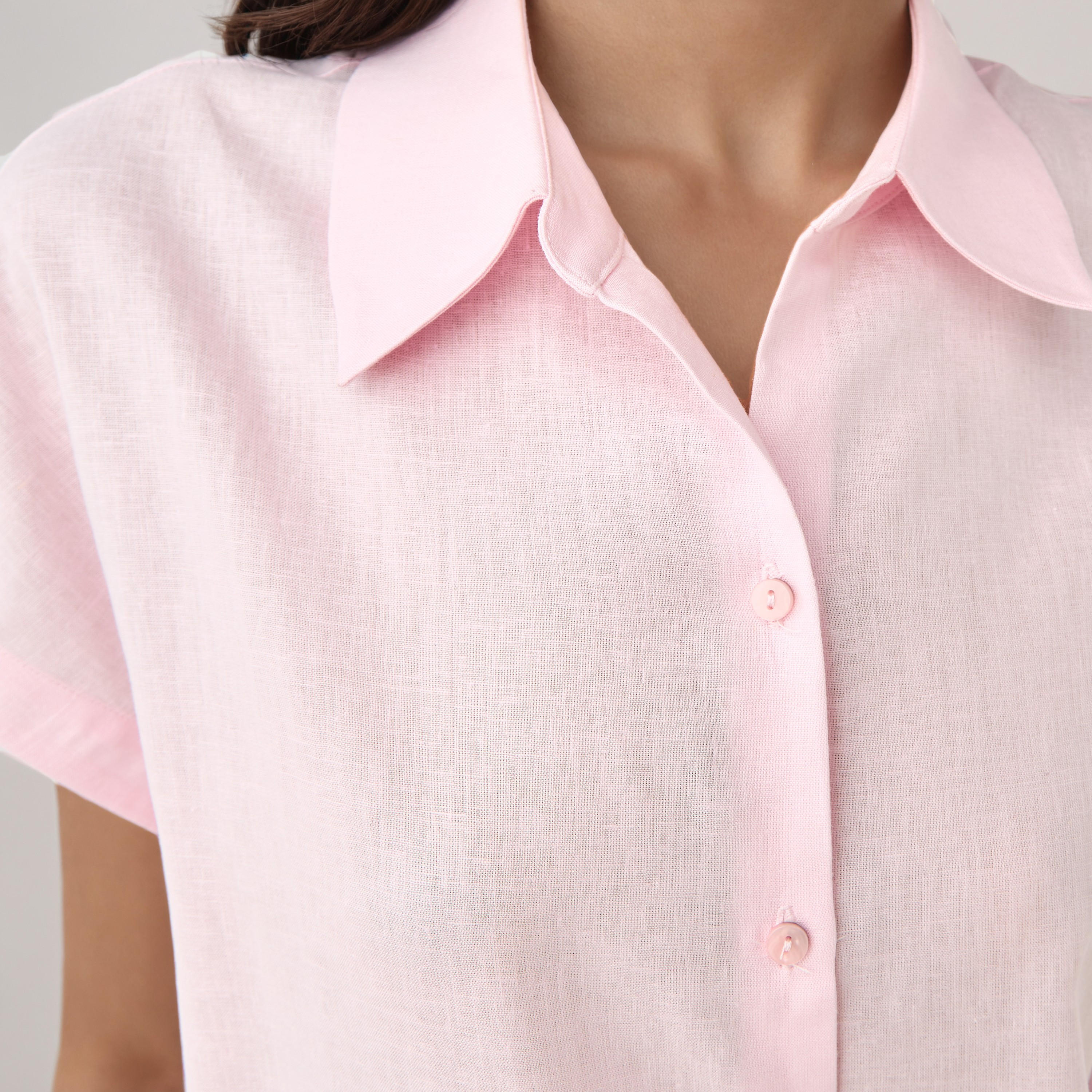قميص من مزيج الكتان بقصّة عادية-women-clothing-shirtsandblouses-blouses-image-5
