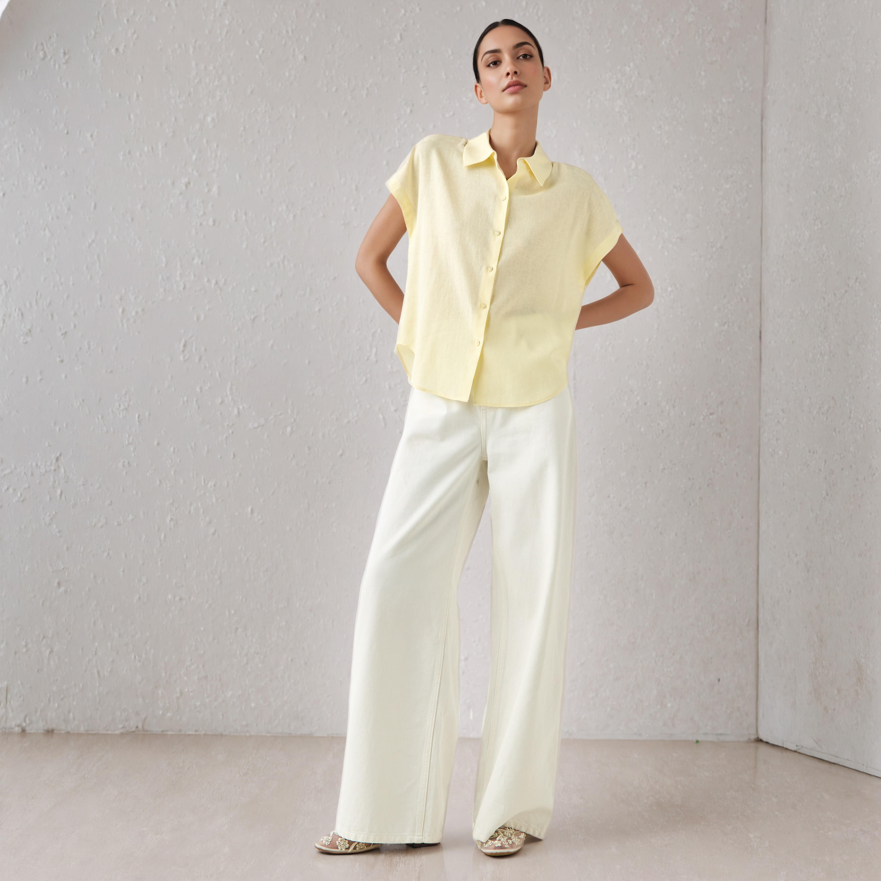Regular Fit Linen Blend Shirt-women-clothing-shirtsandblouses-blouses-image-2