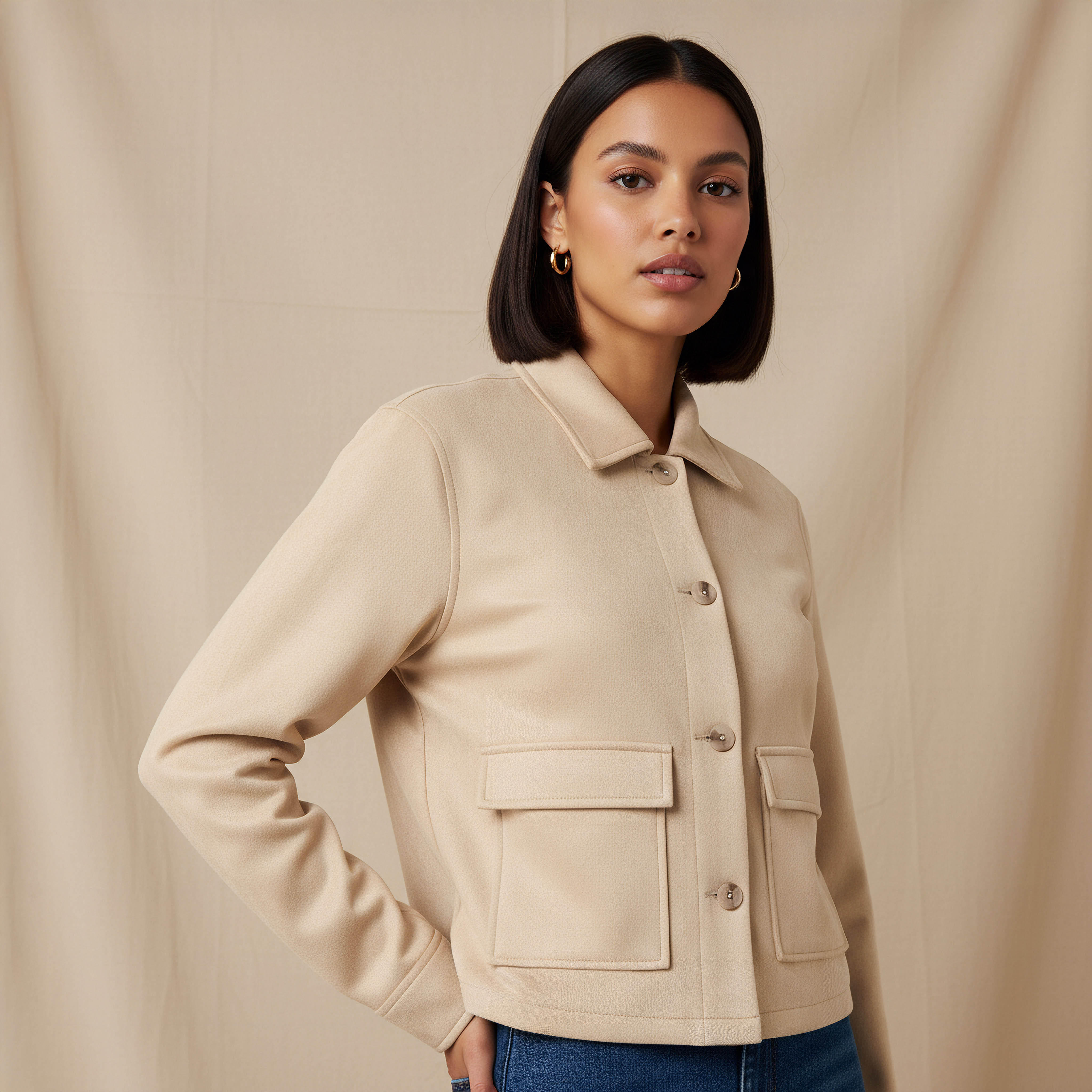 Shop Regular Shacket with Pockets Online | Splash Saudi