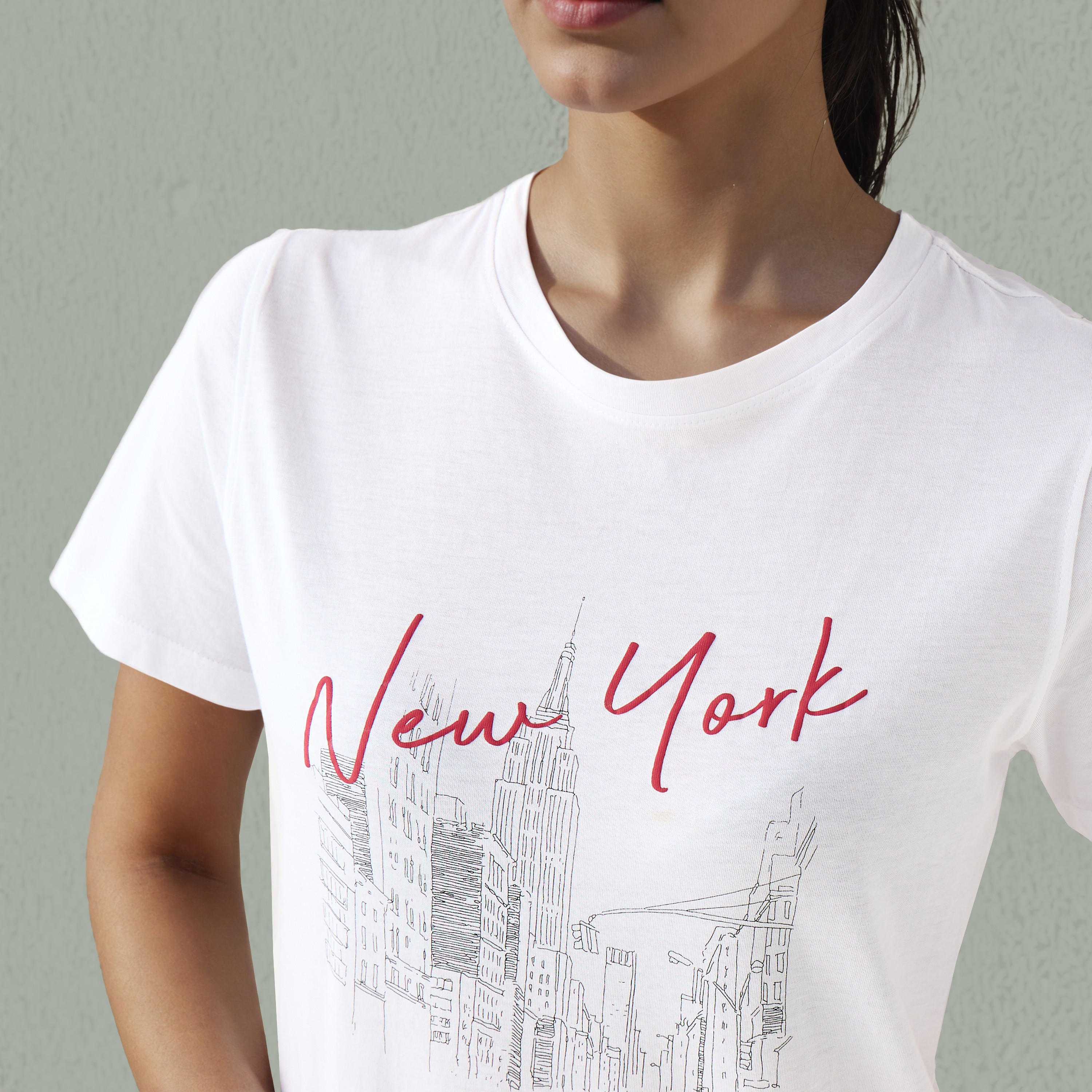 Regular Fit T-shirt with New York Print Cotton-women-clothing-tshirts-image-4