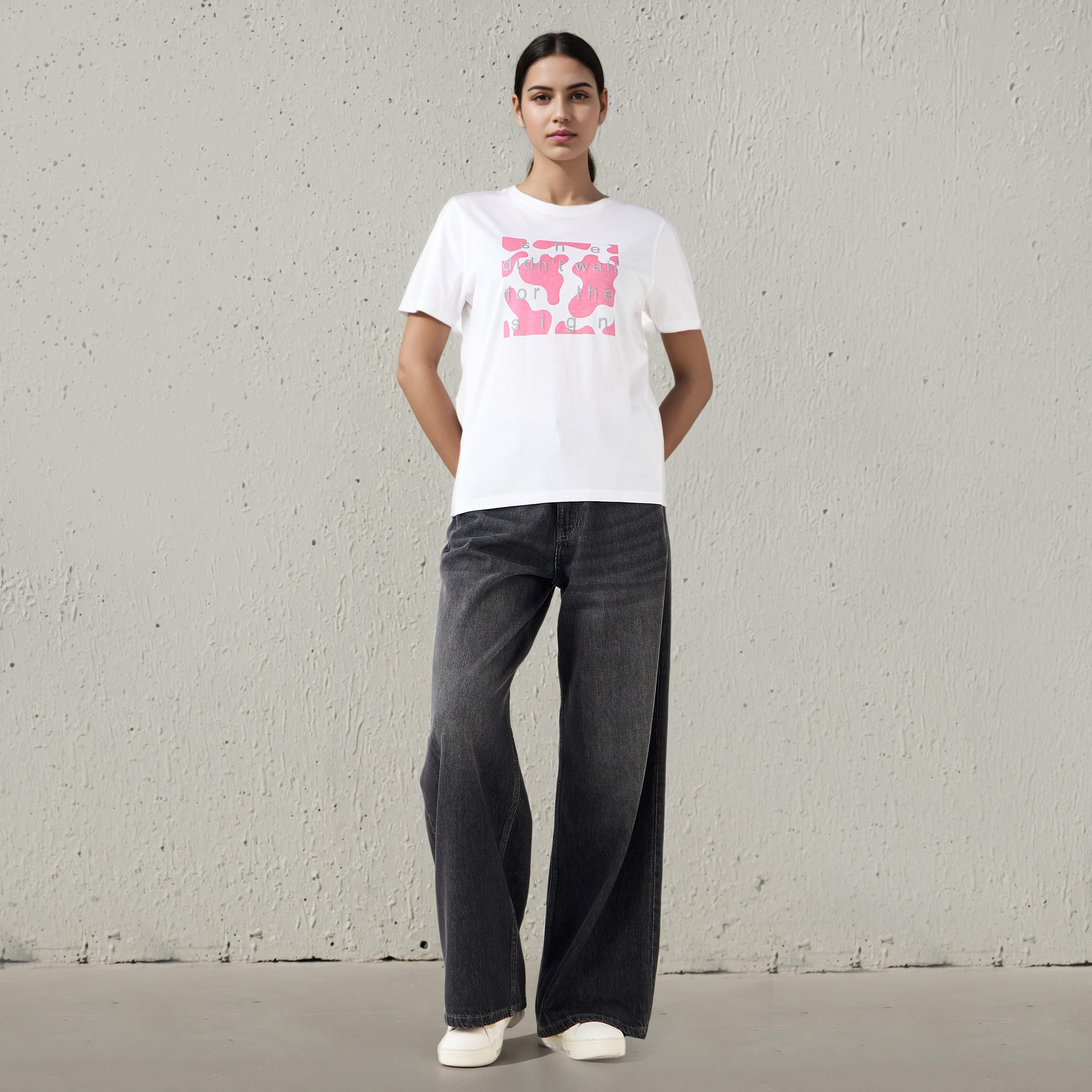 Regular Fit T-shirt with Slogan Print Cotton-women-clothing-tshirts-image-2