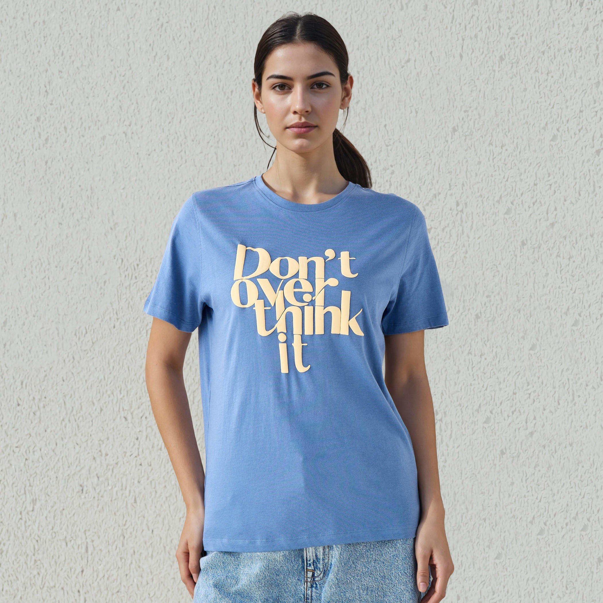 T-shirt Regular Fit with Slogan Print Cotton-women-clothing-tshirts-image-1