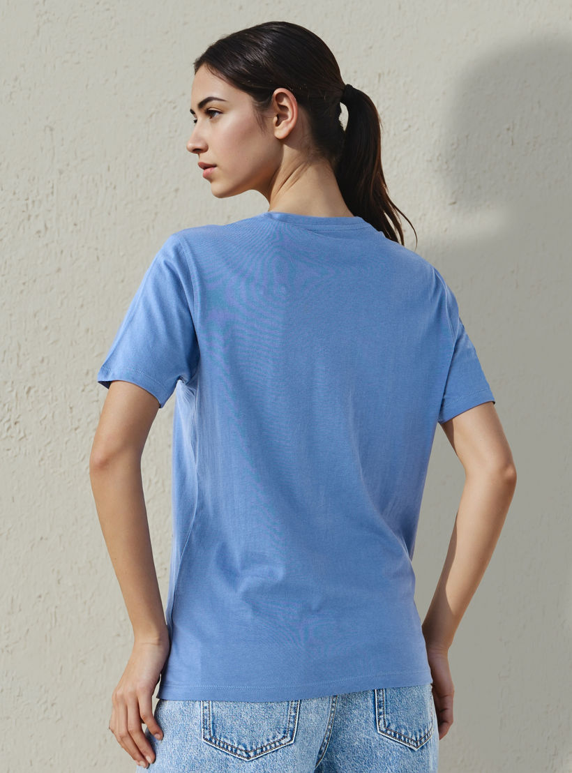 T-shirt Regular Fit with Slogan Print Cotton-women-clothing-tshirts-image-3