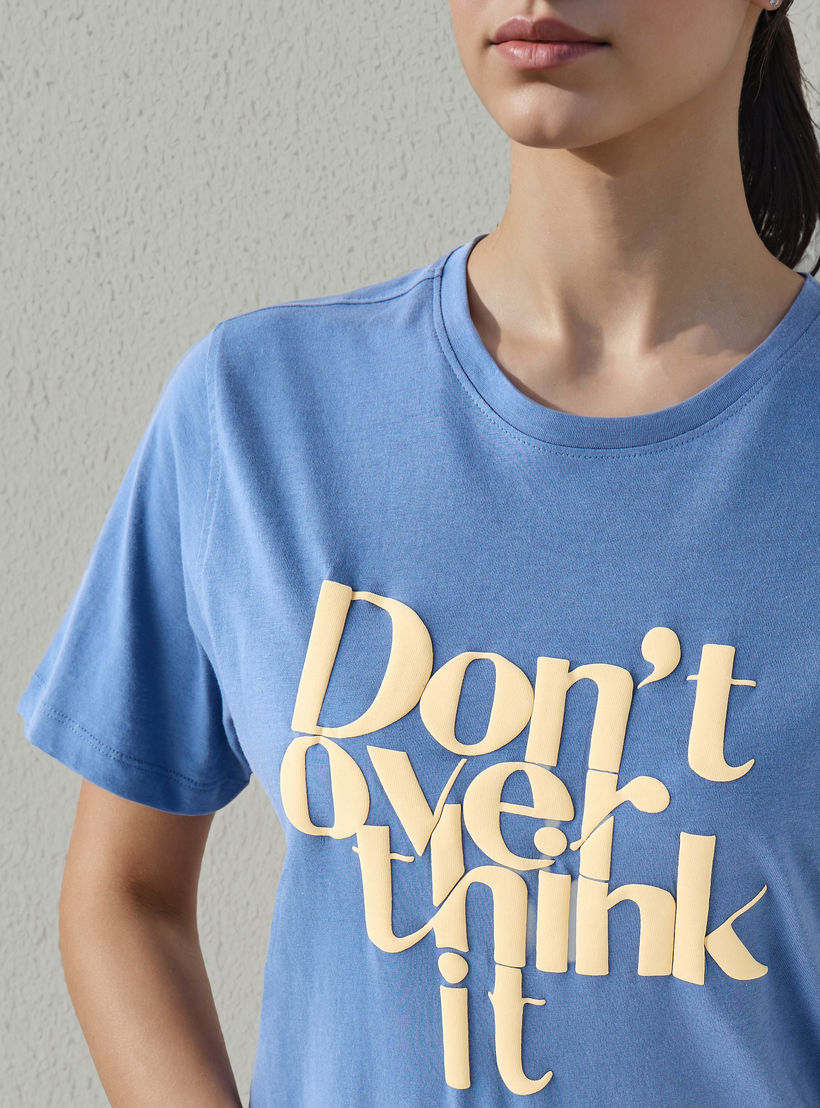 T-shirt Regular Fit with Slogan Print Cotton-women-clothing-tshirts-image-4