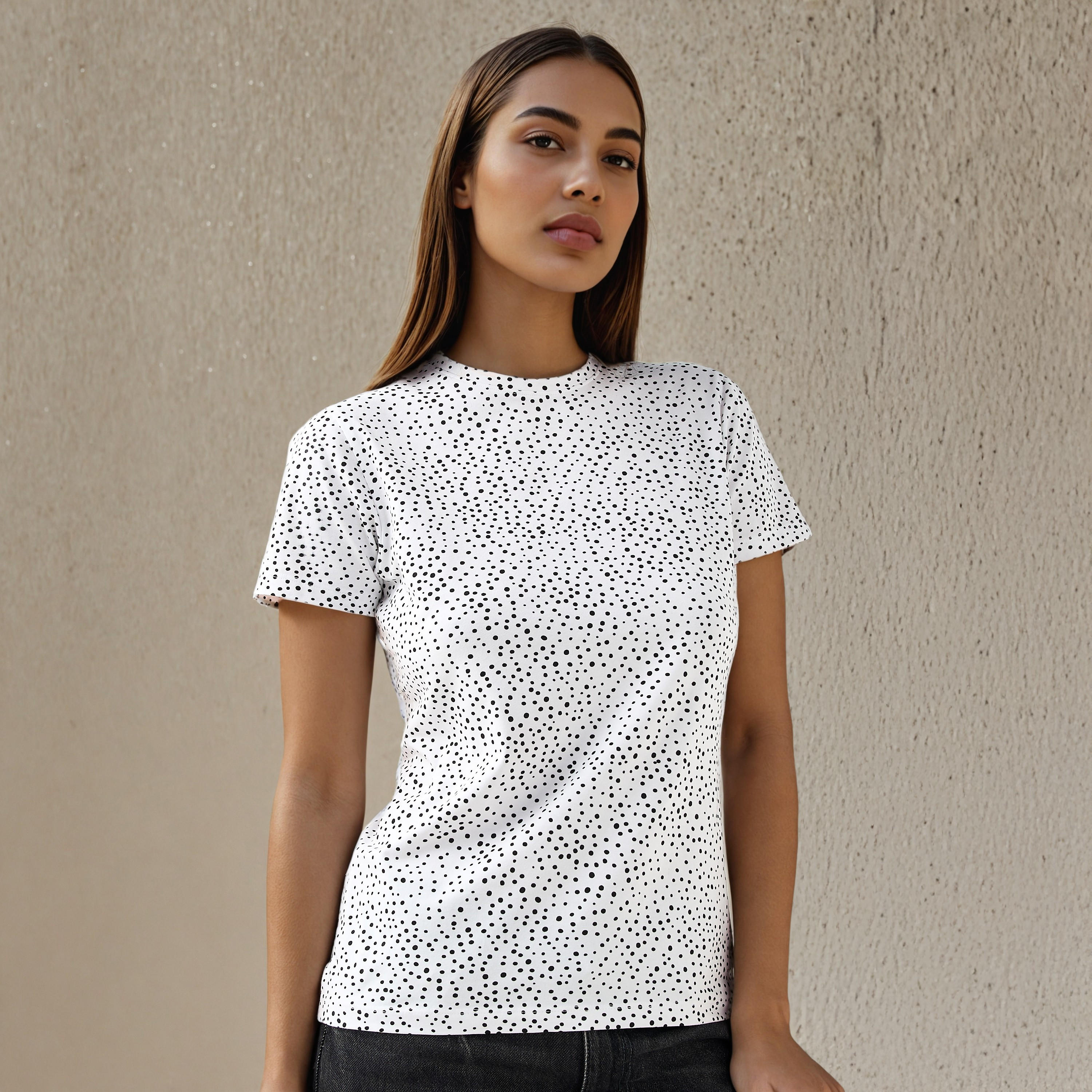 T-shirt Slim Fit with Polka Dot Print-women-clothing-tshirts-image-1