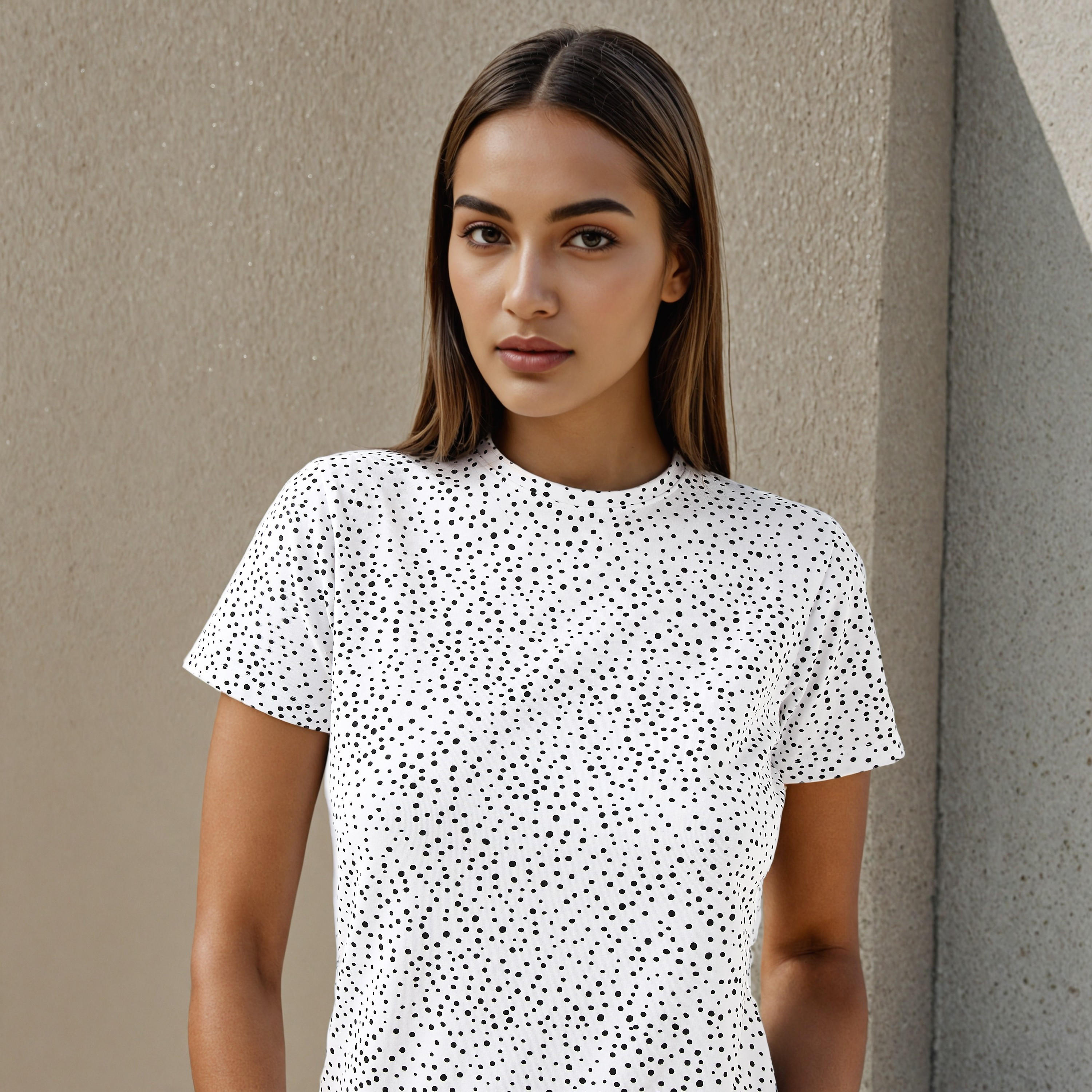 T-shirt Slim Fit with Polka Dot Print-women-clothing-tshirts-image-5