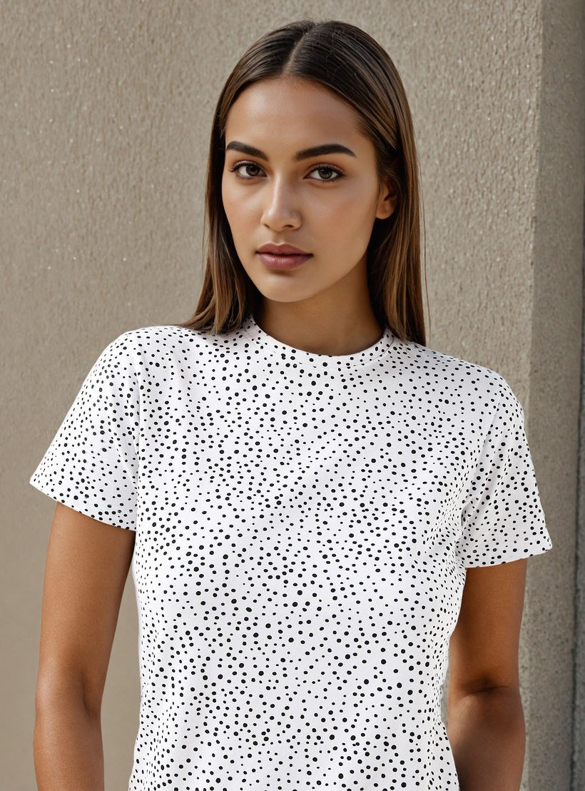 T-shirt Slim Fit with Polka Dot Print-women-clothing-tshirts-image-5