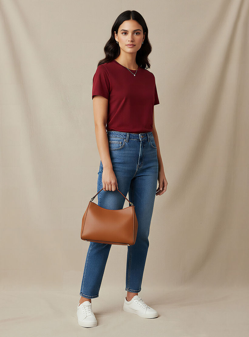 Slim Fit T-shirt with Crew Neck-women-clothing-tshirts-image-2