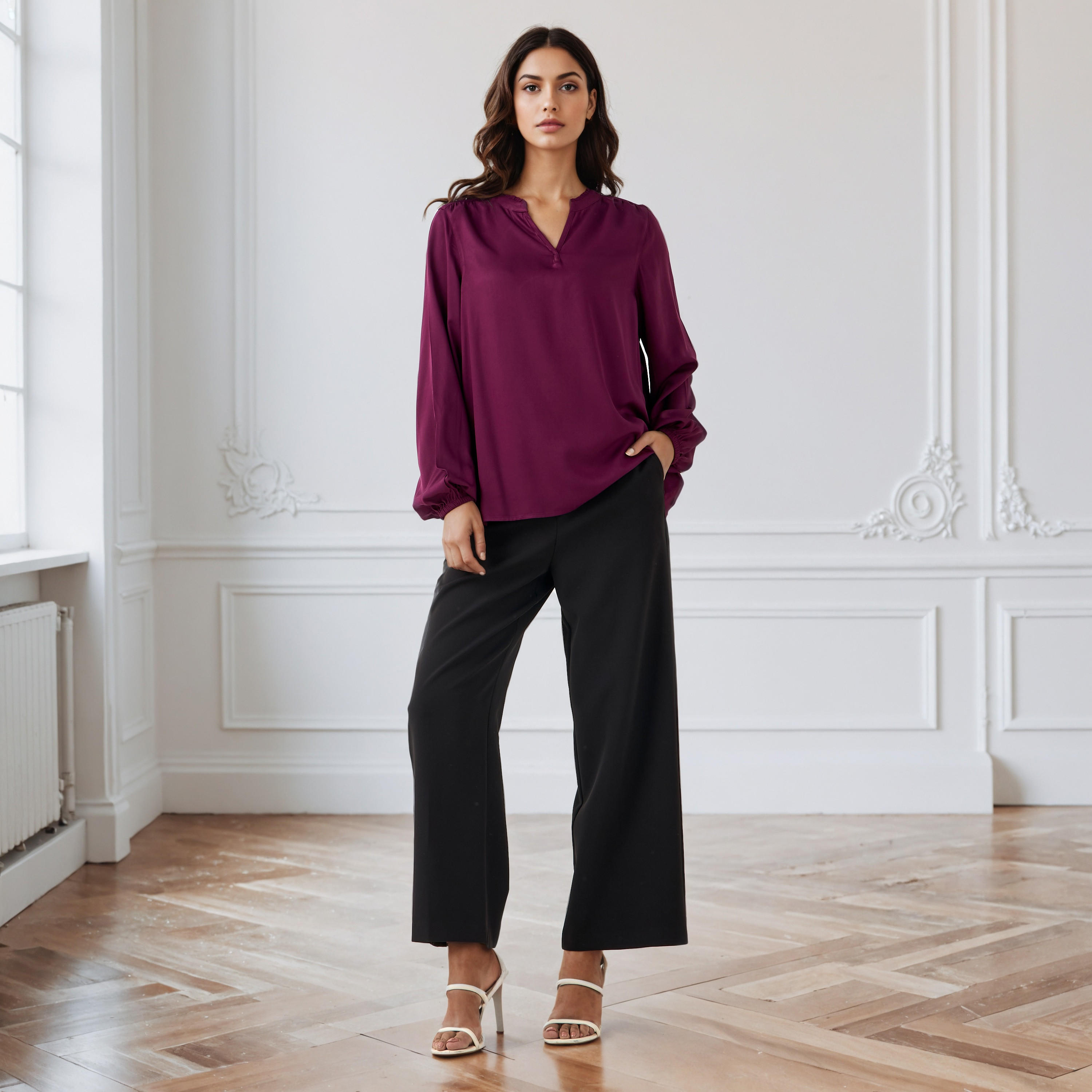 Regular Fit Viscose V-neck Top-women-clothing-shirtsandblouses-blouses-image-2