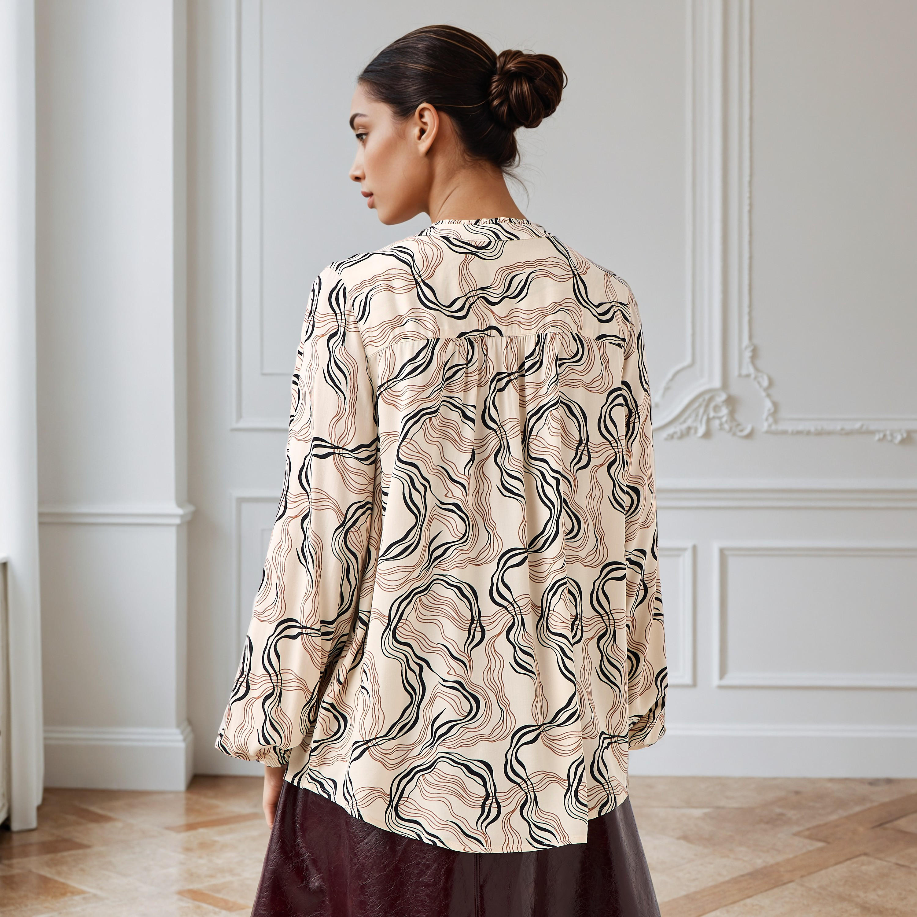 Regular Fit Viscose Top with All-Over Print-women-clothing-shirtsandblouses-blouses-image-3