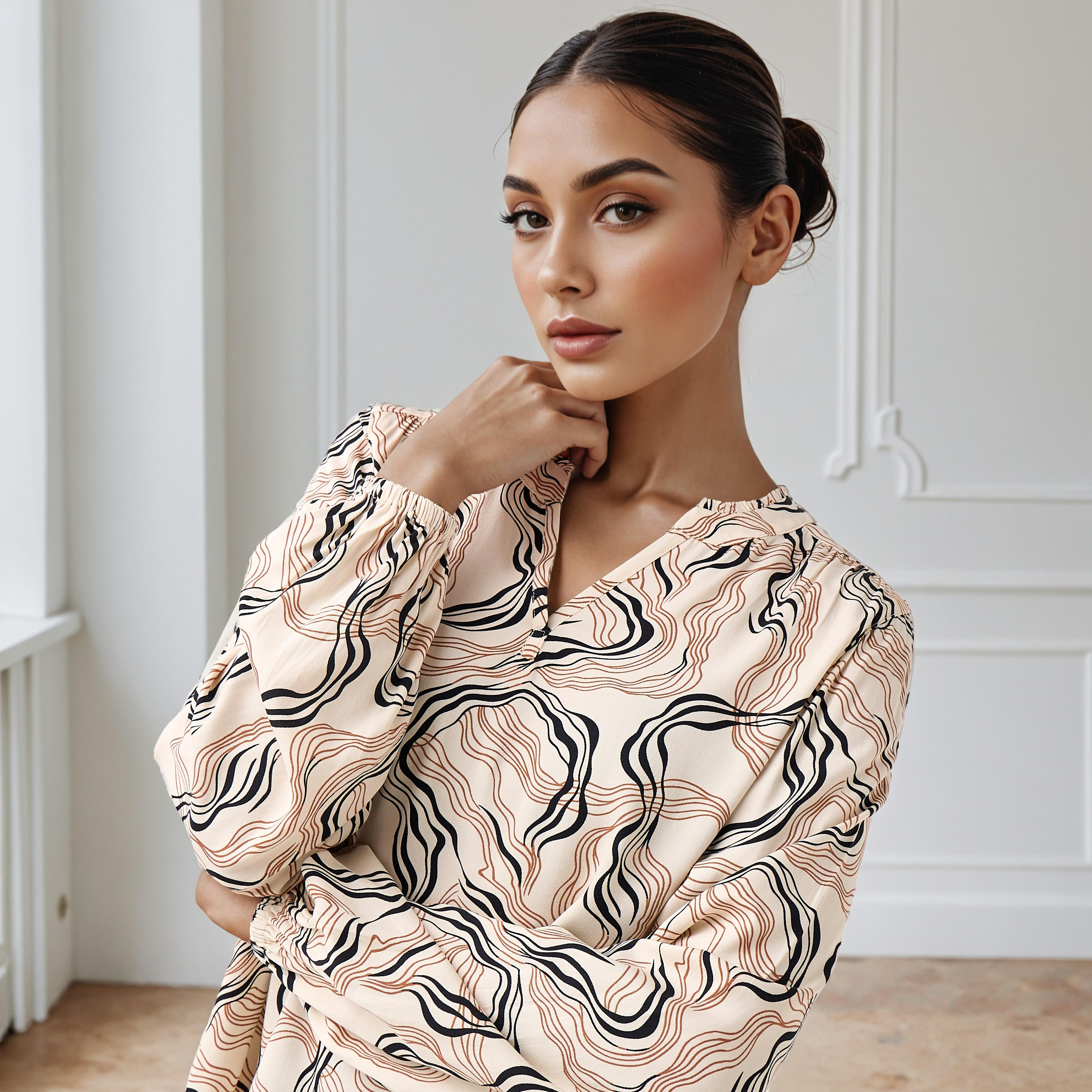 Regular Fit Viscose Top with All-Over Print-women-clothing-shirtsandblouses-blouses-image-4