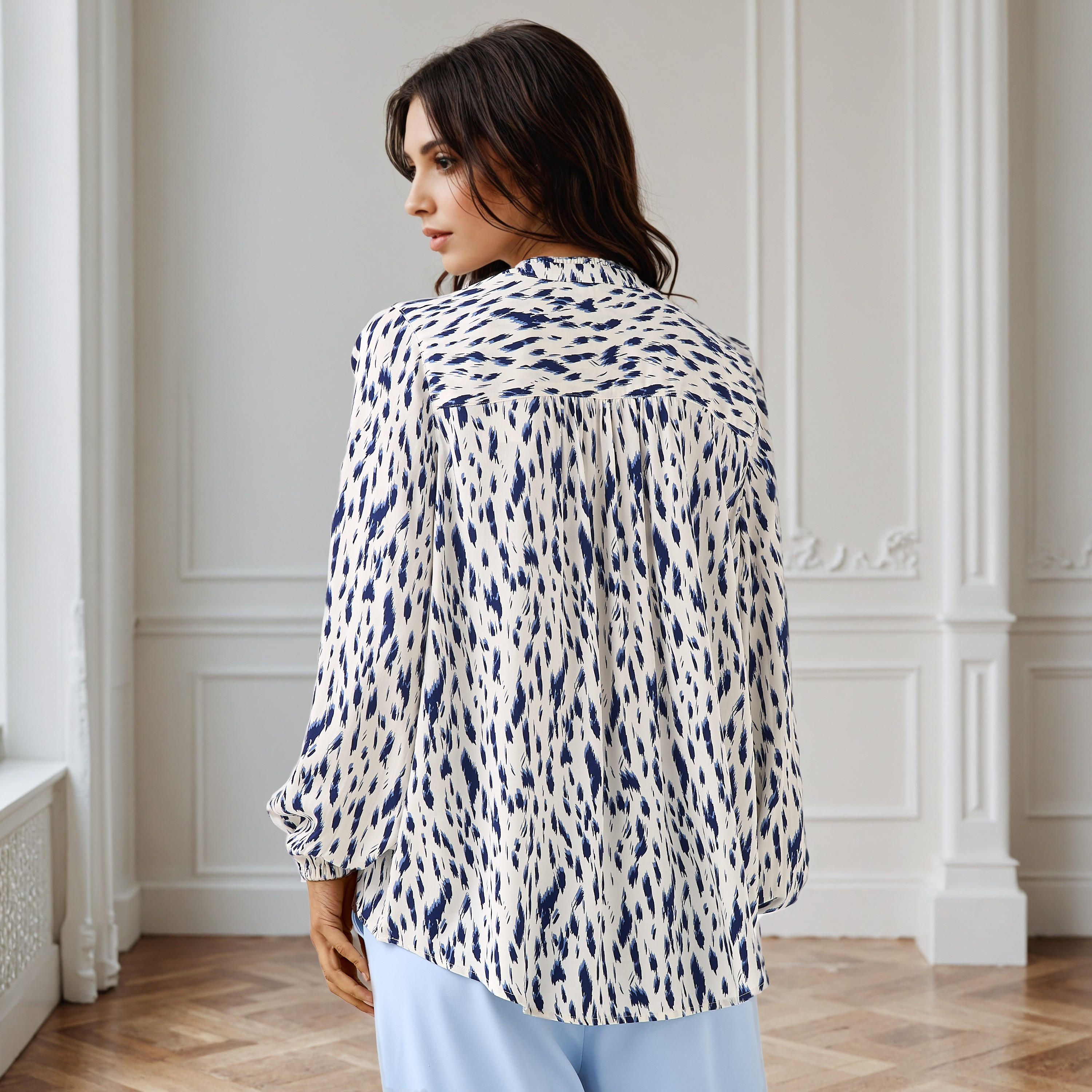 Regular Fit Viscose Top with All-Over Print-women-clothing-shirtsandblouses-blouses-image-3