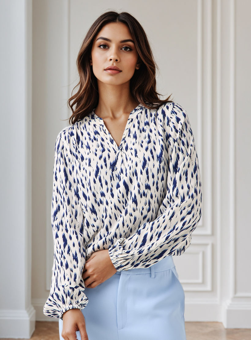 Regular Fit Viscose Top with All-Over Print-women-clothing-shirtsandblouses-blouses-image-5