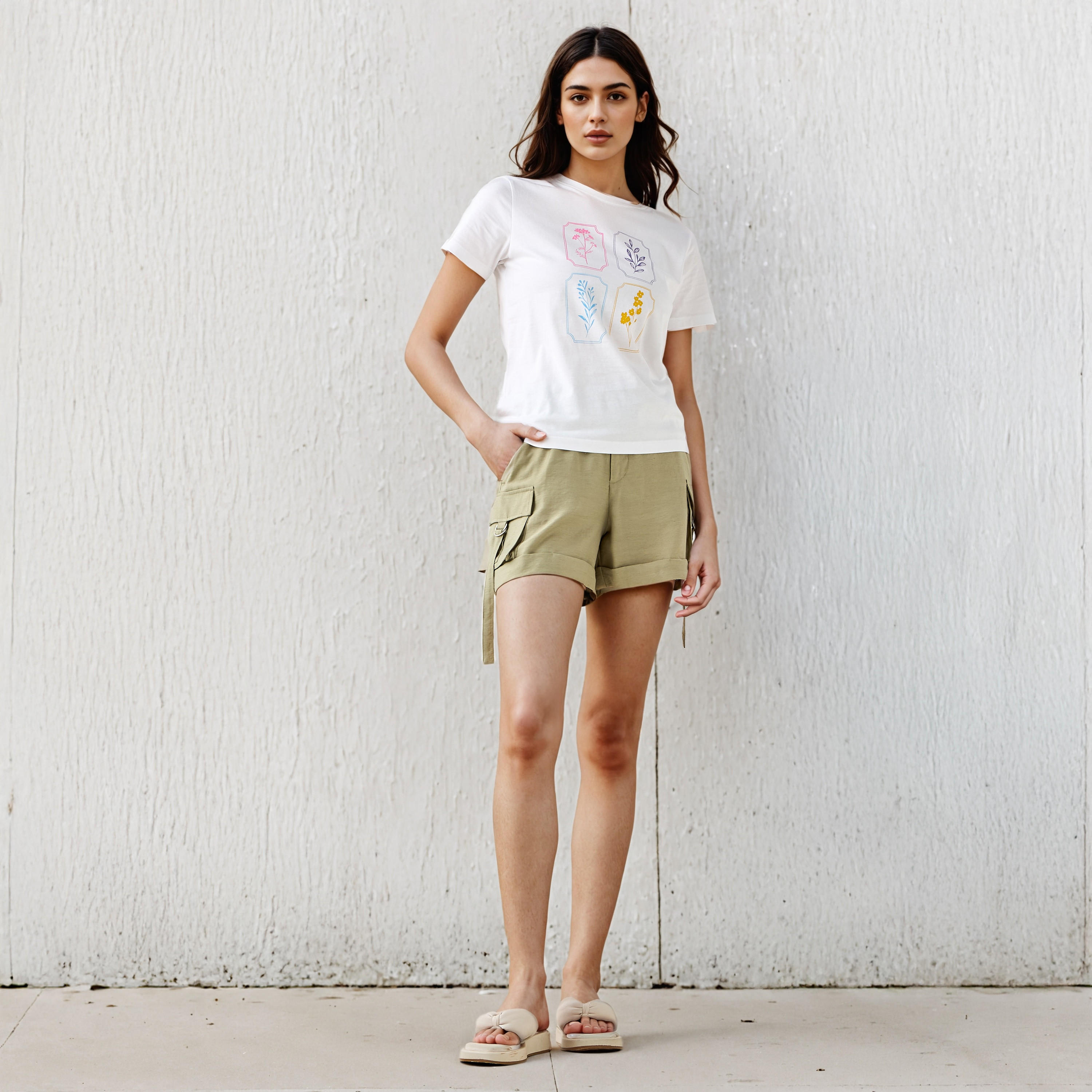 Sketch Art Print T-shirt with Crew Neck-women-clothing-tshirts-image-2