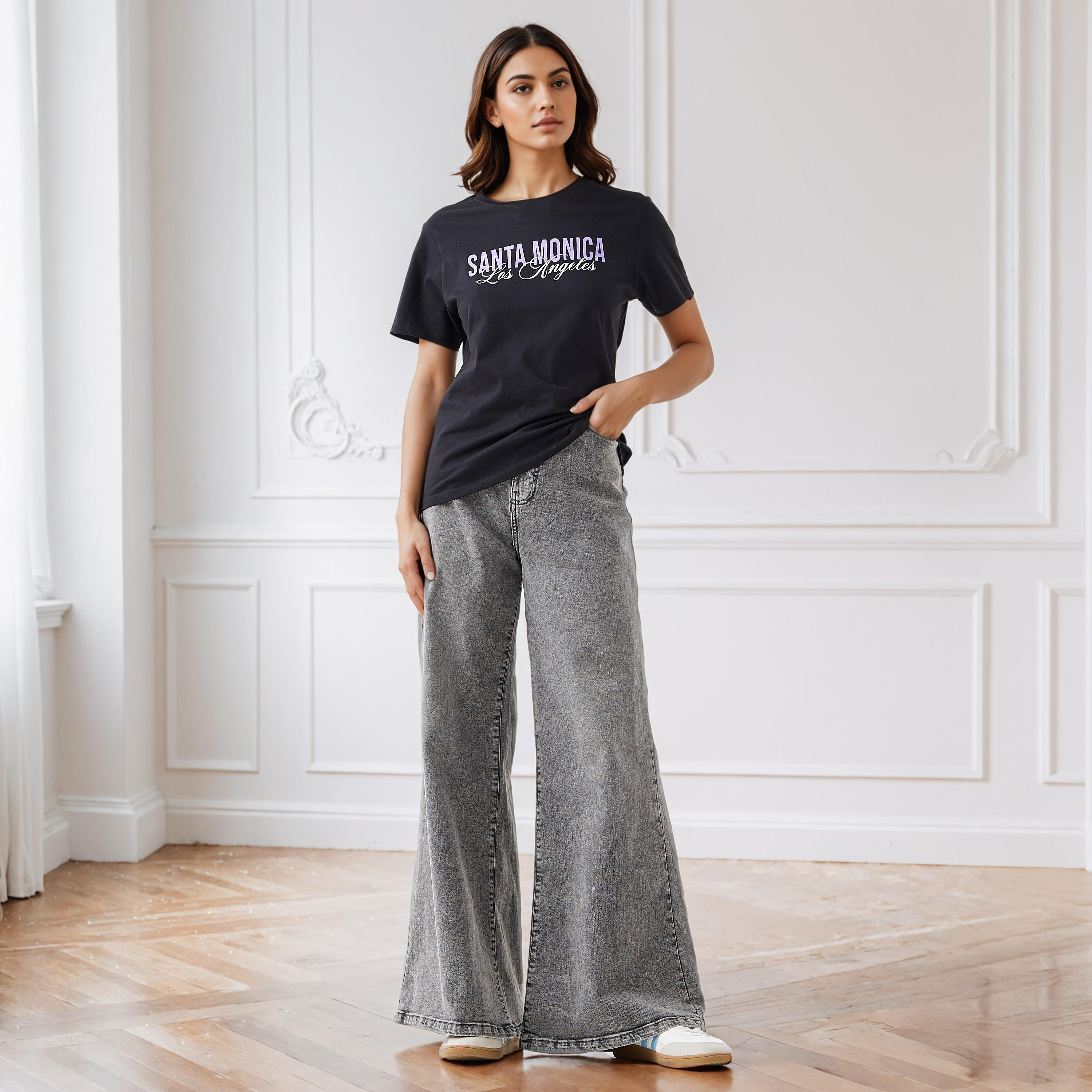 Typographic Print Crew Neck T-shirt-women-clothing-tshirts-image-2