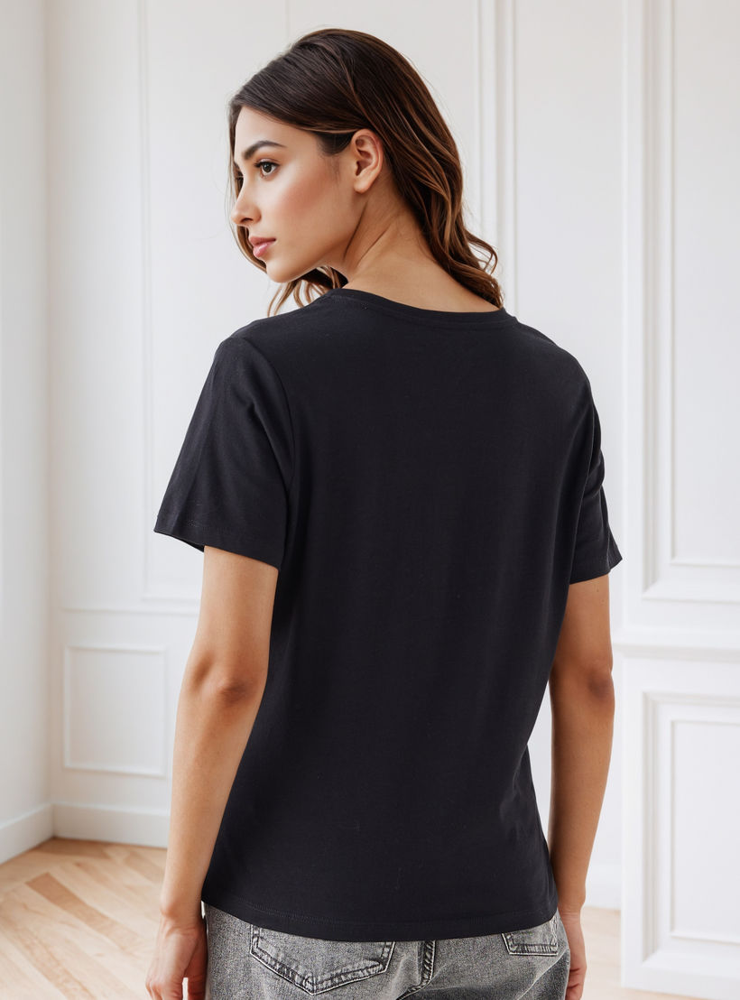 Typographic Print Crew Neck T-shirt-women-clothing-tshirts-image-3