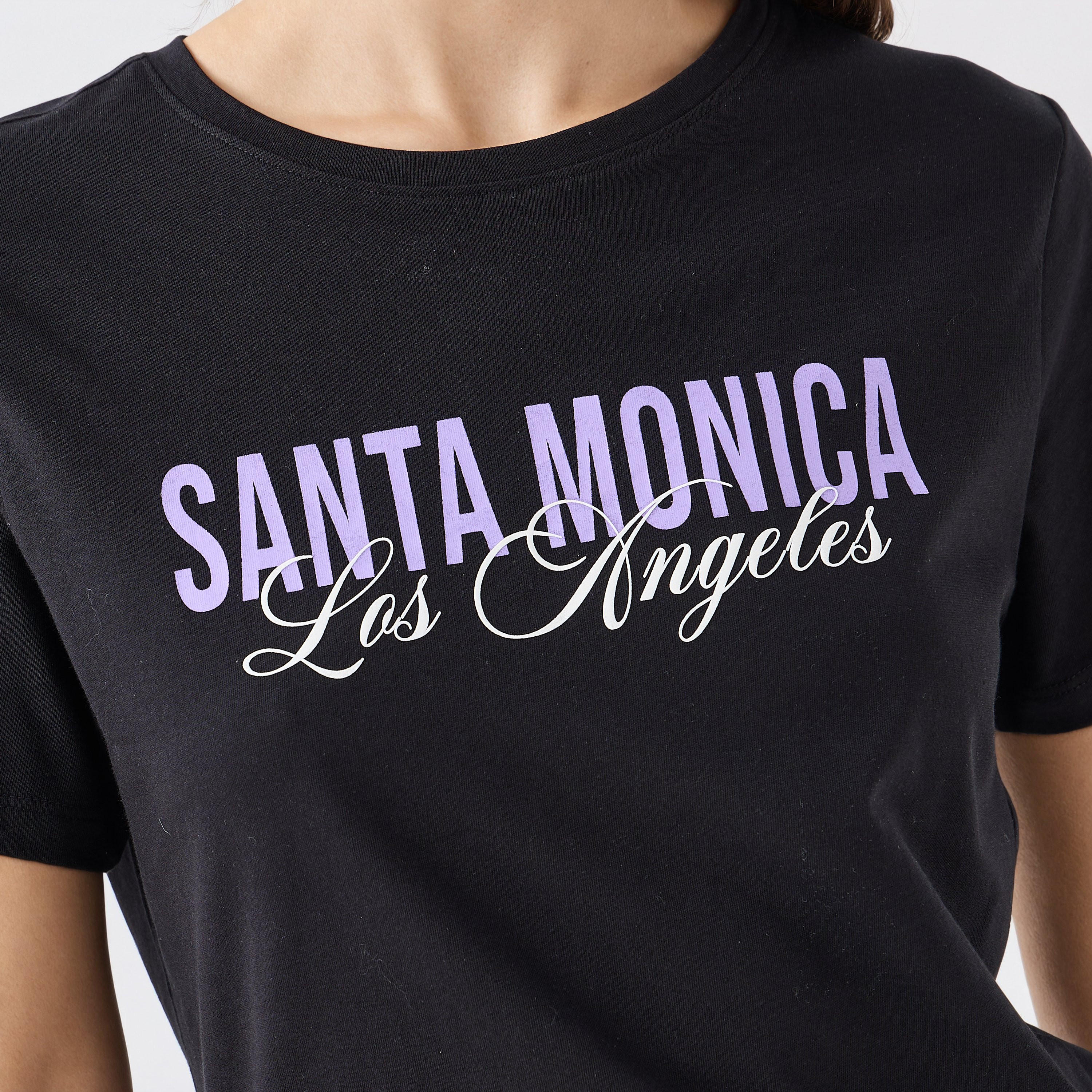 Typographic Print Crew Neck T-shirt-women-clothing-tshirts-image-5