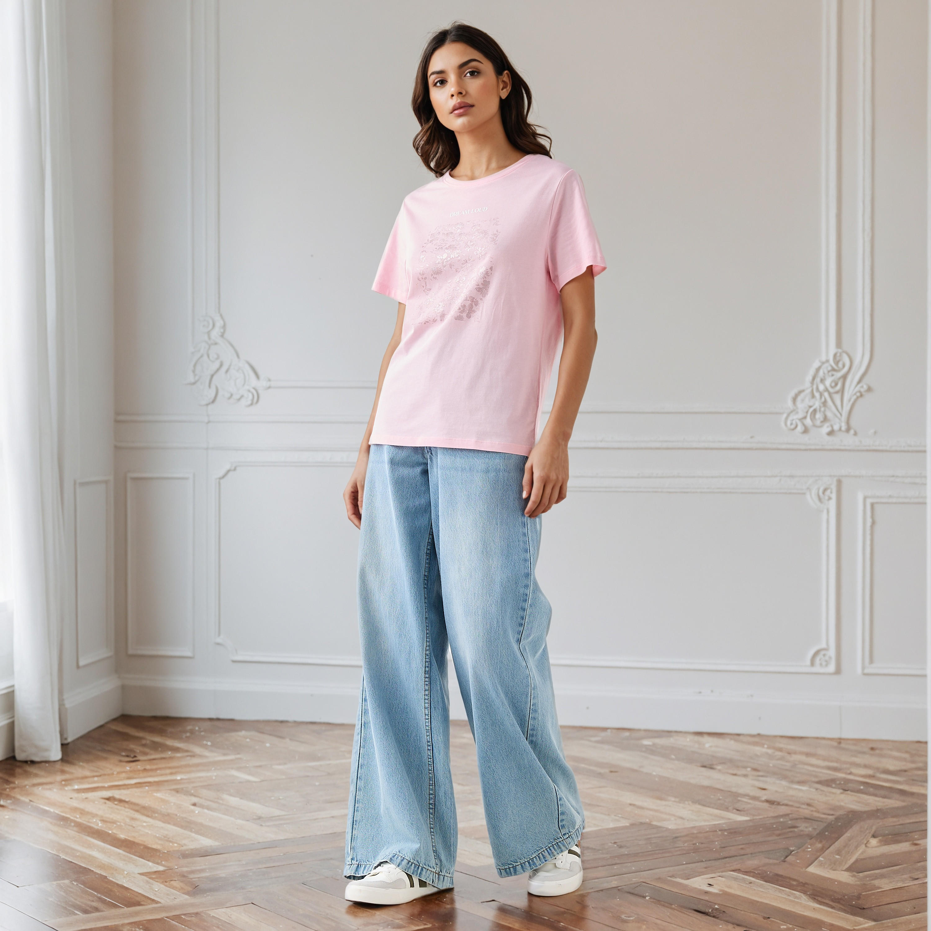 Graphic Print Crew Neck T-shirt-women-clothing-tshirts-image-2