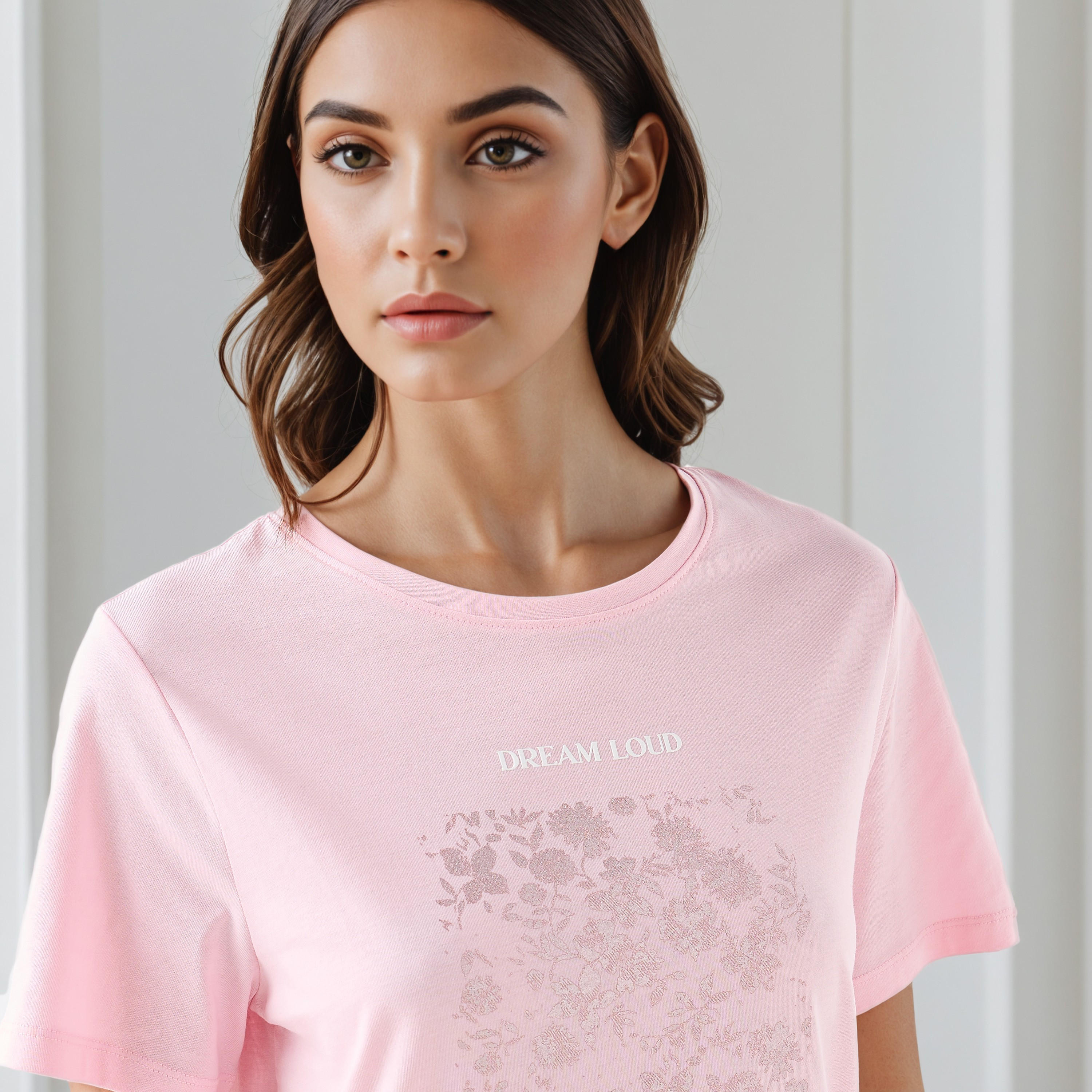 Graphic Print Crew Neck T-shirt-women-clothing-tshirts-image-4