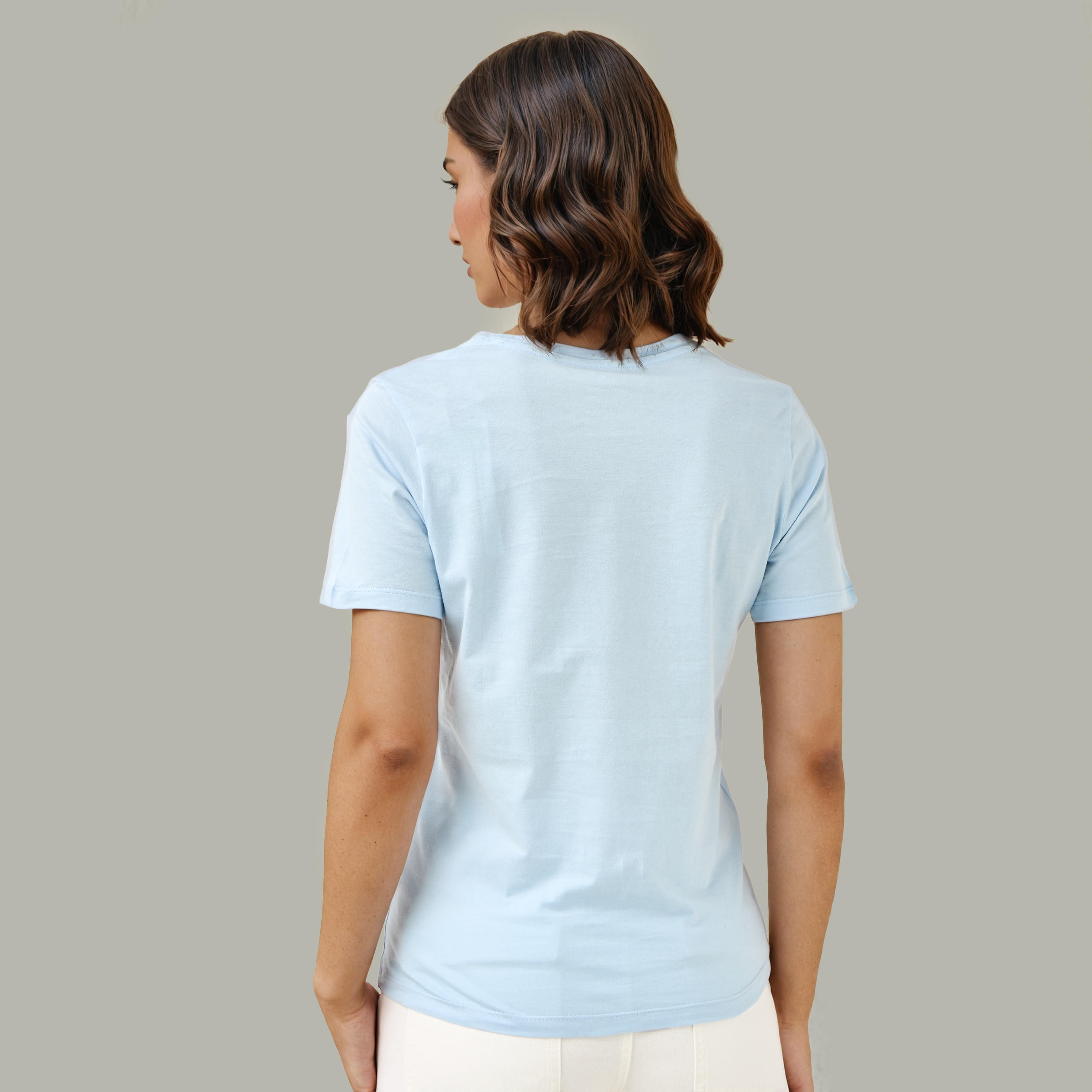 Slogan Print T-shirt with Crew Neck-women-clothing-tshirts-image-3