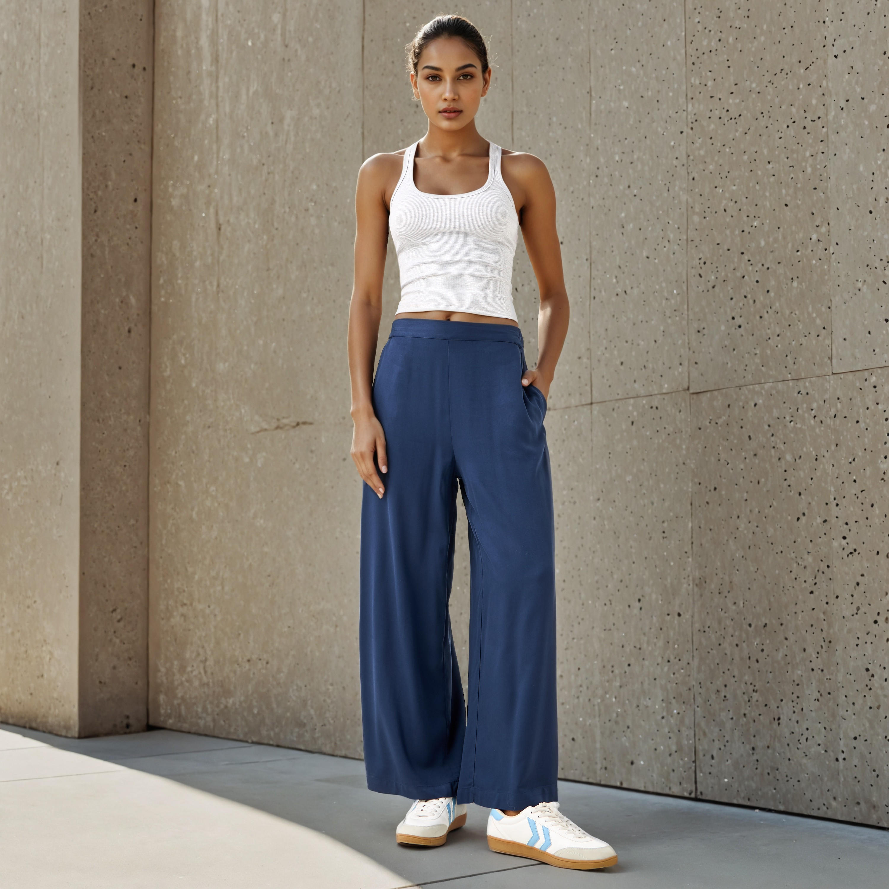 بنطلون بالازو بأرجل واسعة وخصر مرن-women-clothing-bottoms-trousers-image-2