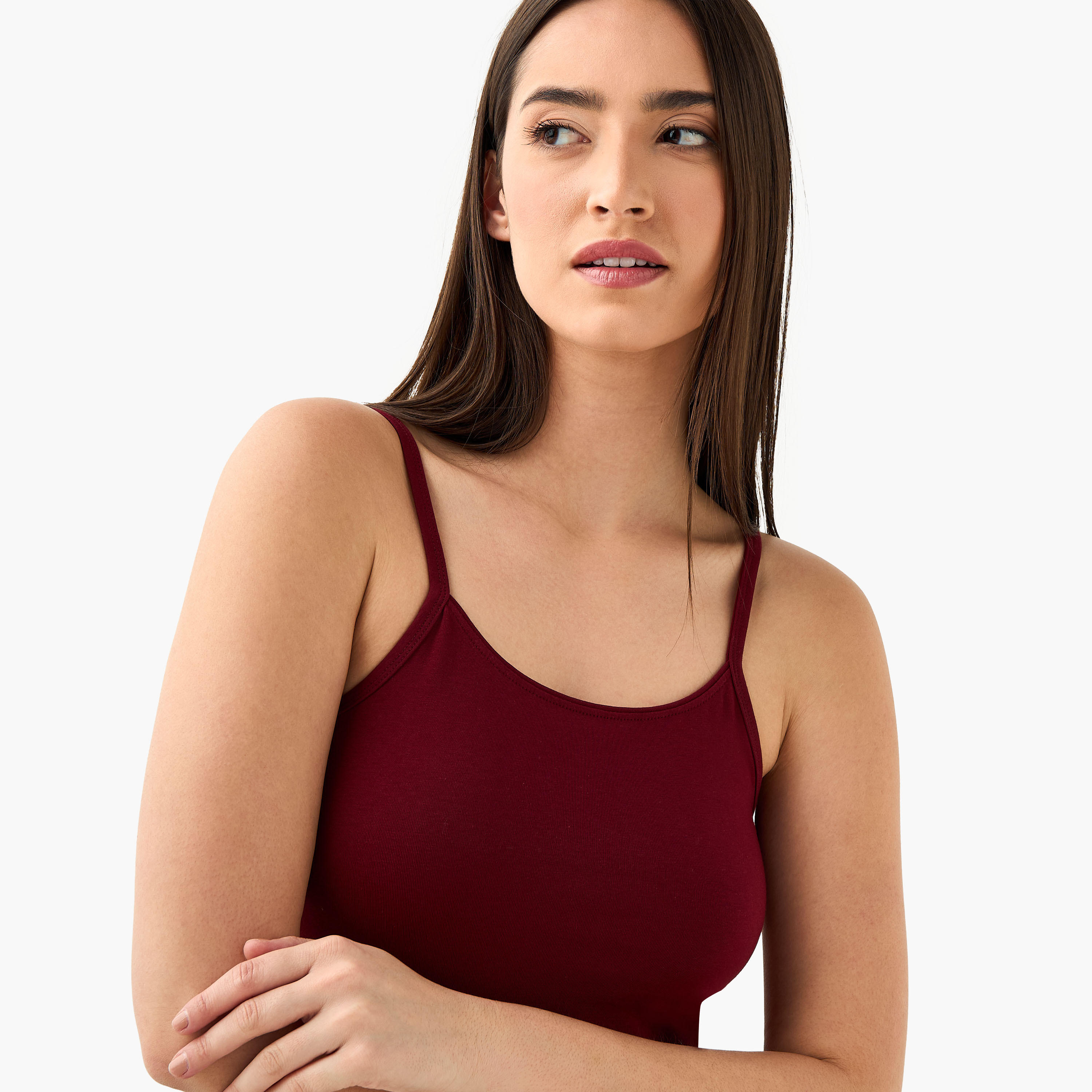 Slim Fit Camisole with Spaghetti Straps Cotton Blend-women-clothing-tshirts-image-7