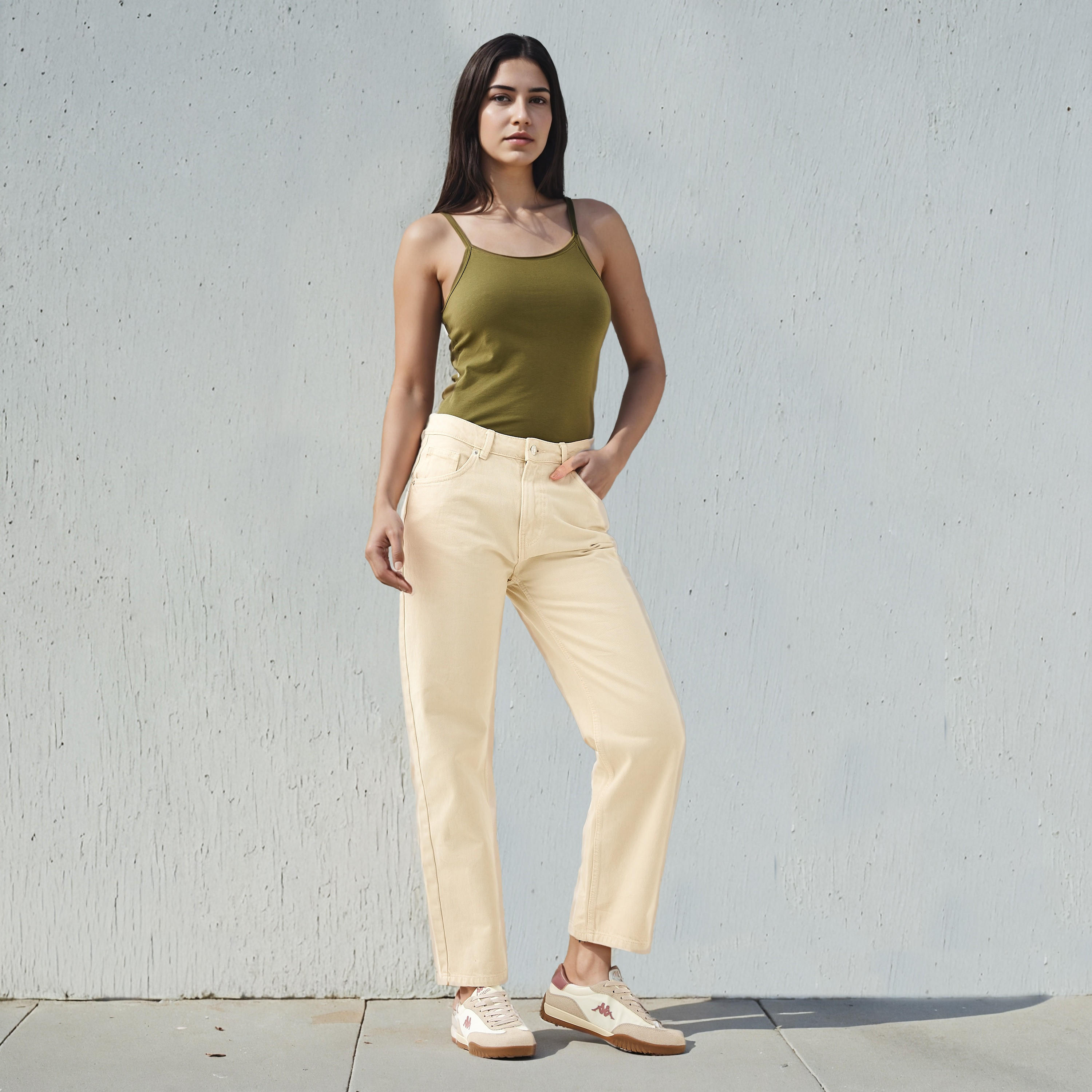 Slim Fit Camisole with Spaghetti Straps Cotton Blend-women-clothing-tshirts-image-2