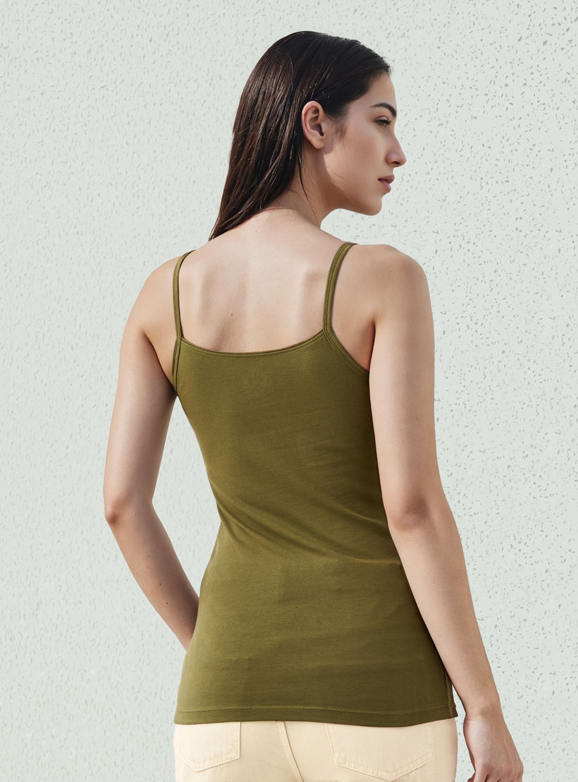 Slim Fit Camisole with Spaghetti Straps Cotton Blend-women-clothing-tshirts-image-3