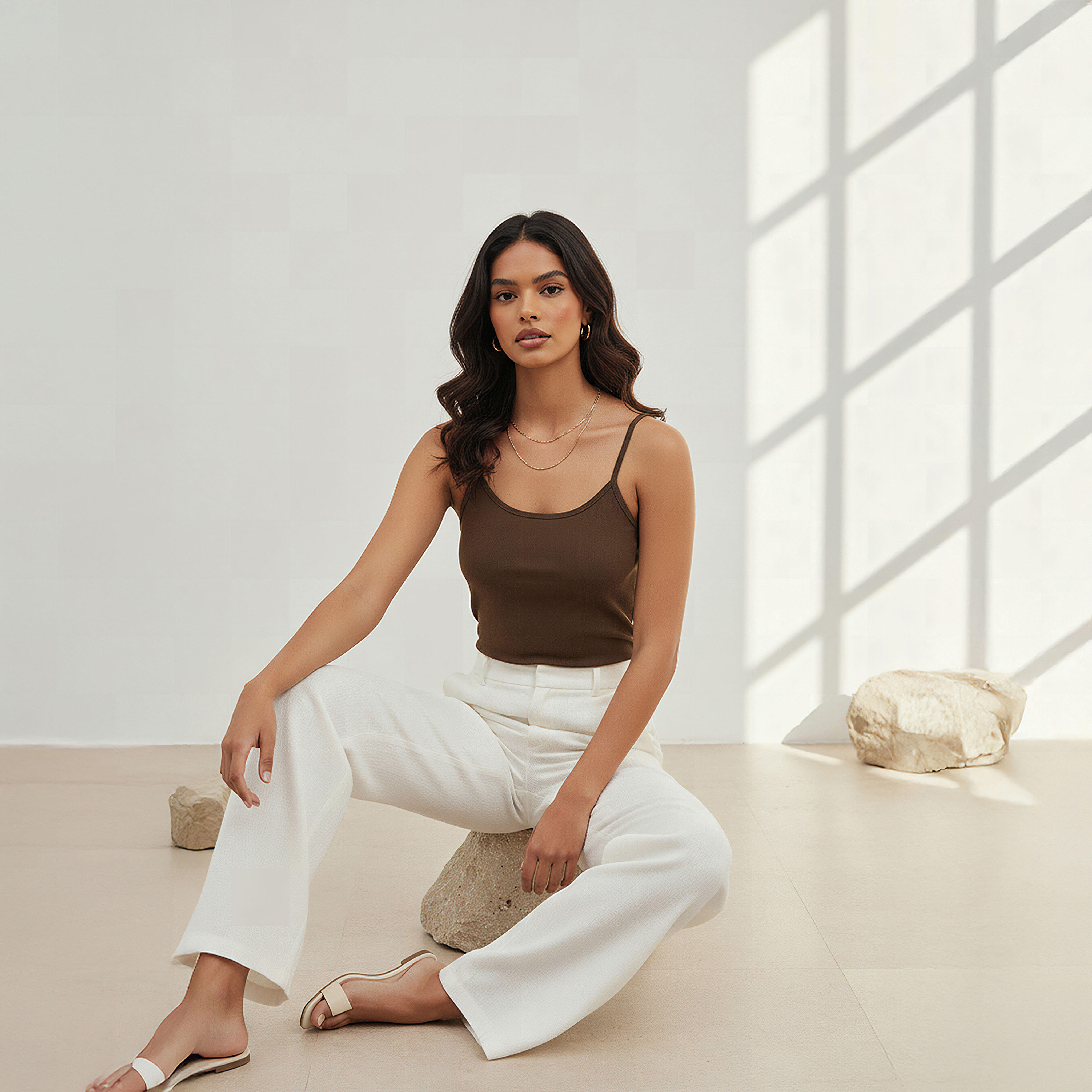 Slim Fit Camisole with Spaghetti Straps Cotton Blend-women-clothing-tshirts-image-5