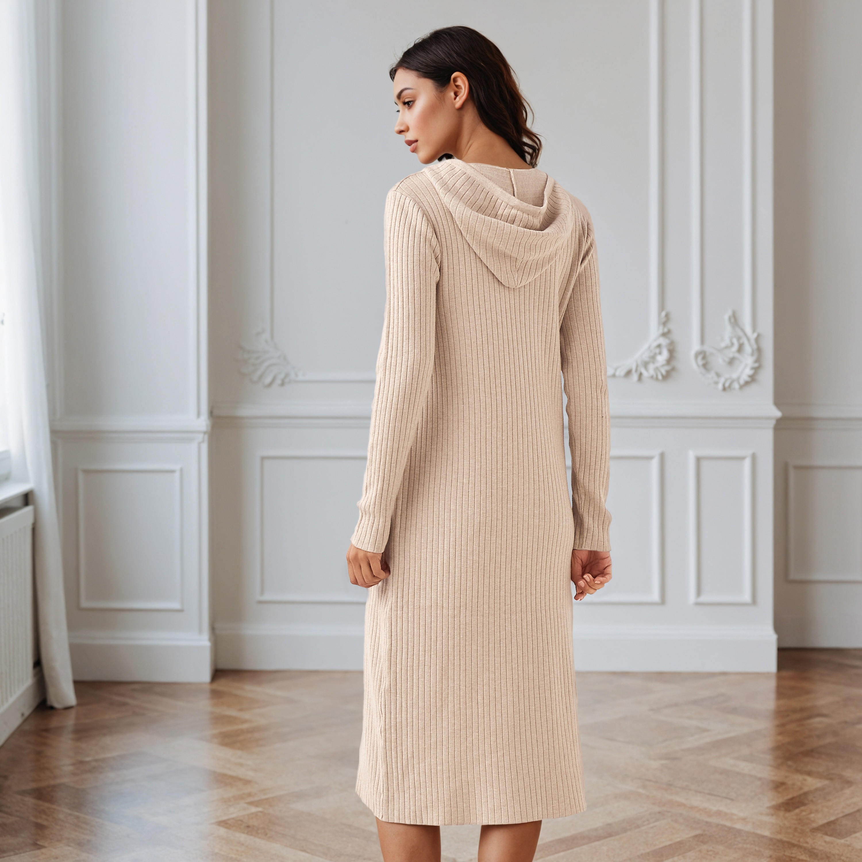 A-line Midi Dress with Hood-women-clothing-dresses-image-3
