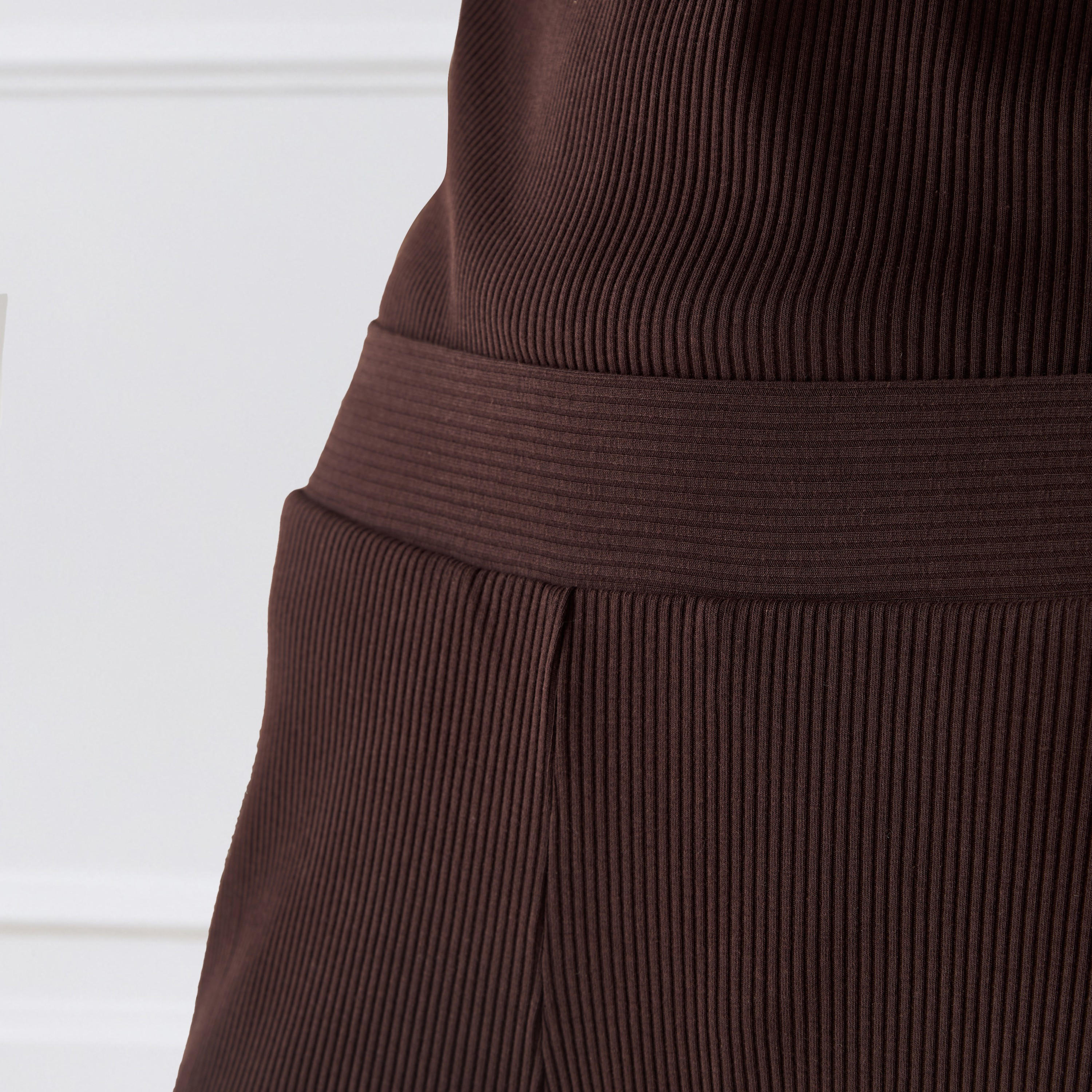 بنطلون واسع الساقين مضلع بخصر مطاطي وجيوب-women-clothing-bottoms-trousers-image-3