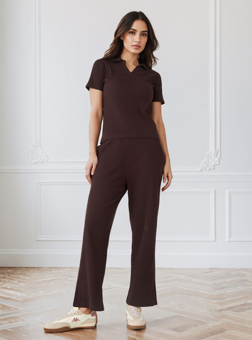 Ribbed Collared Polo T-shirt-women-clothing-tshirts-image-2
