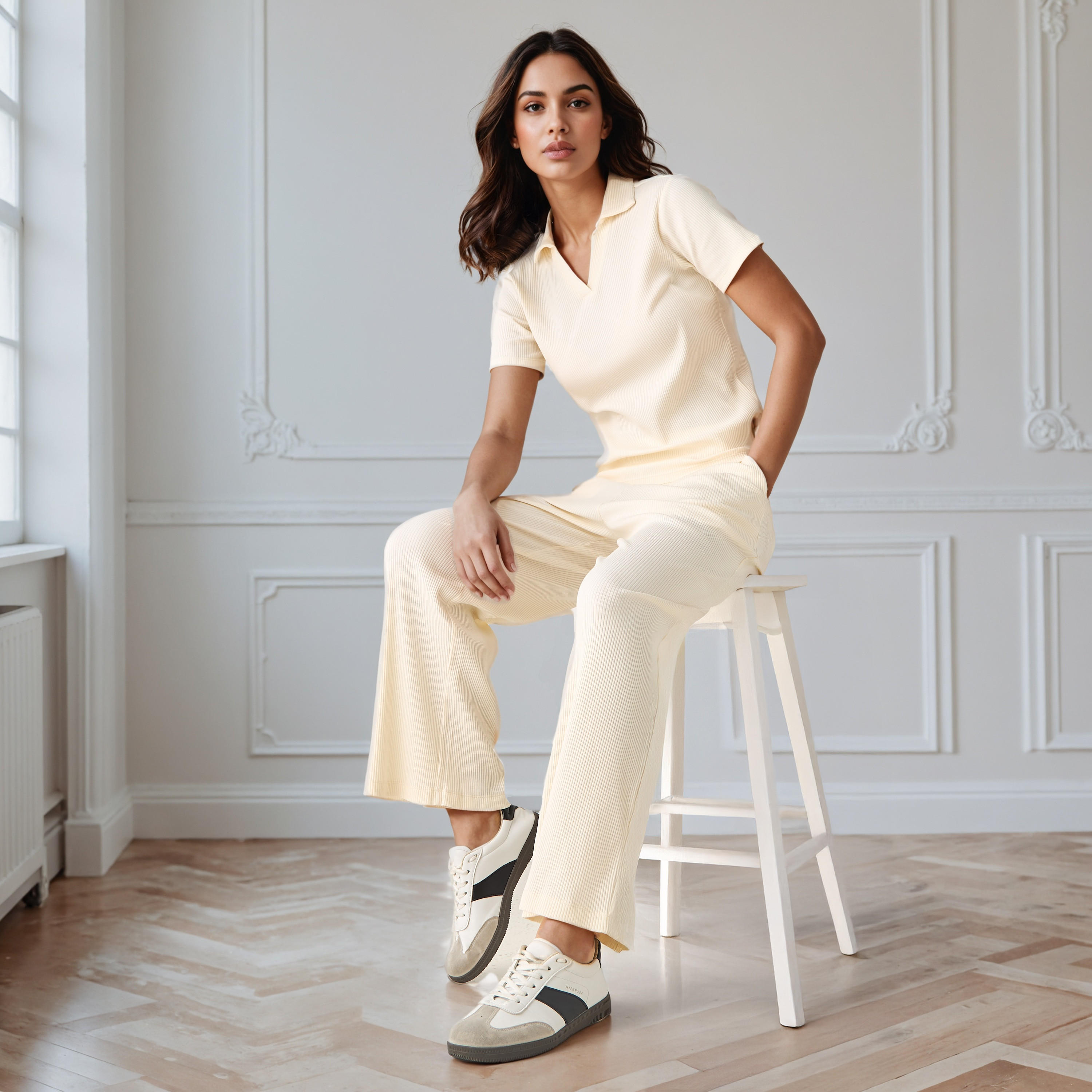 Ribbed Collared Polo T-shirt-women-clothing-tshirts-image-2