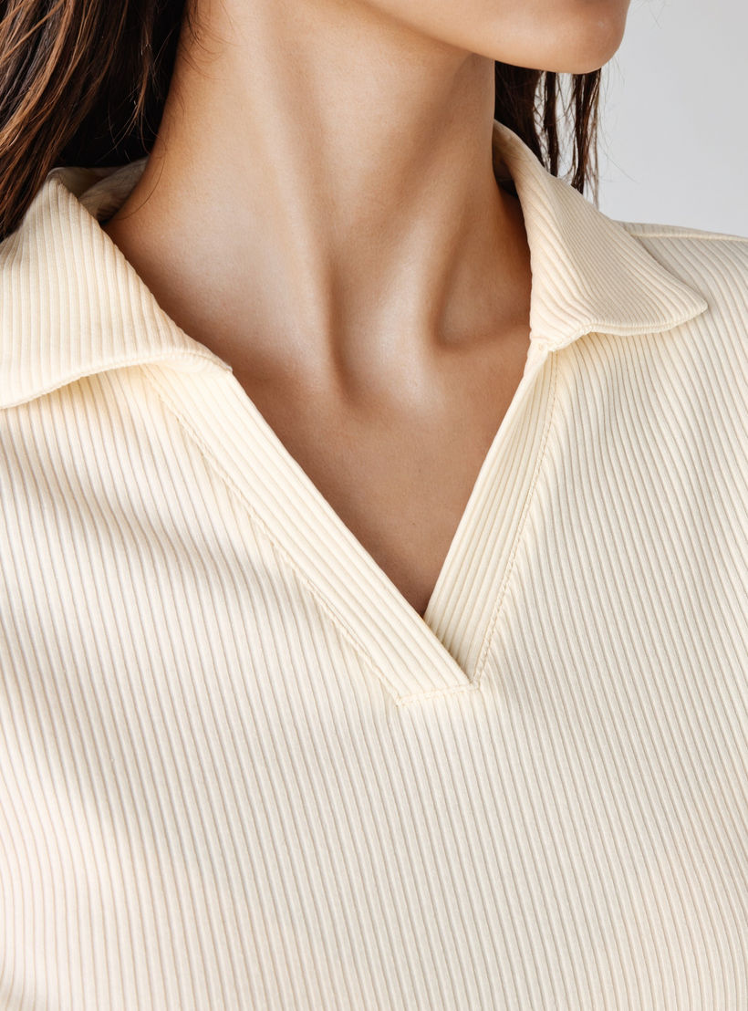 Ribbed Collared Polo T-shirt-women-clothing-tshirts-image-3